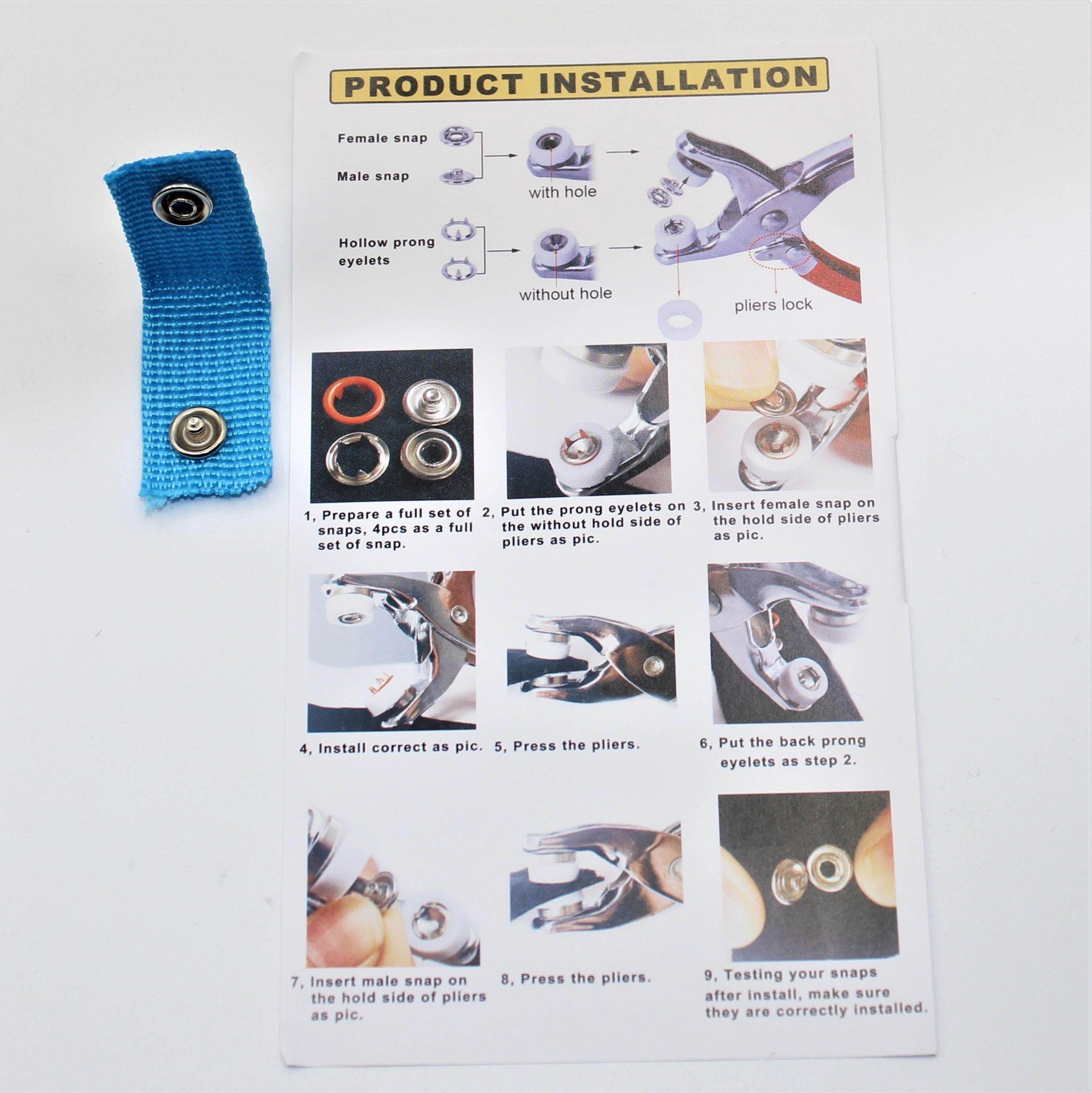 Metal Snap Buttons Box - 200 sets + tool - ACCESSOIRES LEDUC BV