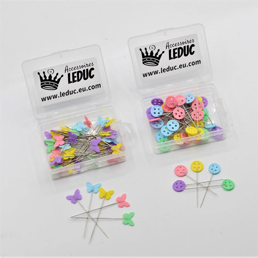 2 boxes of Pins : Butterflies / Buttons head - ACCESSOIRES LEDUC