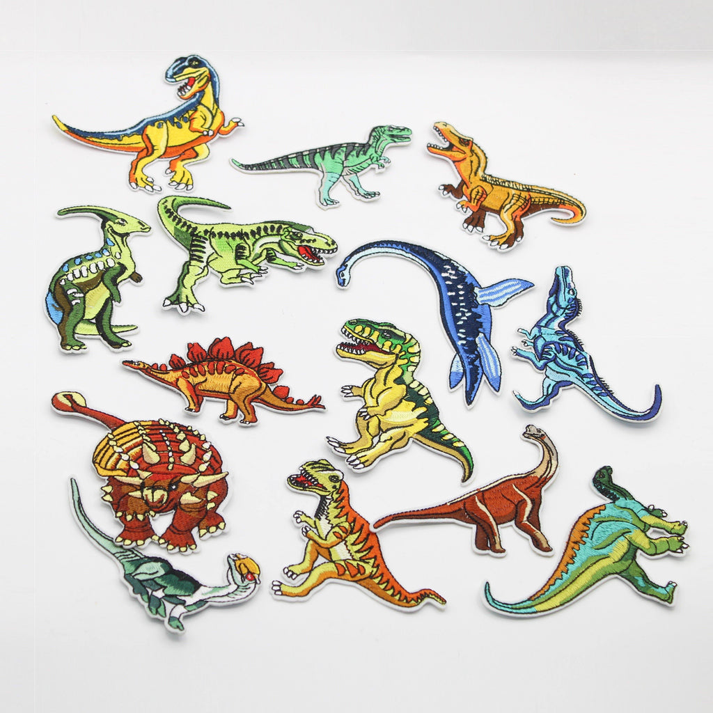 Set de 14 Patchs Iron On Dinosaures 5x11cm - ACCESSOIRES LEDUC