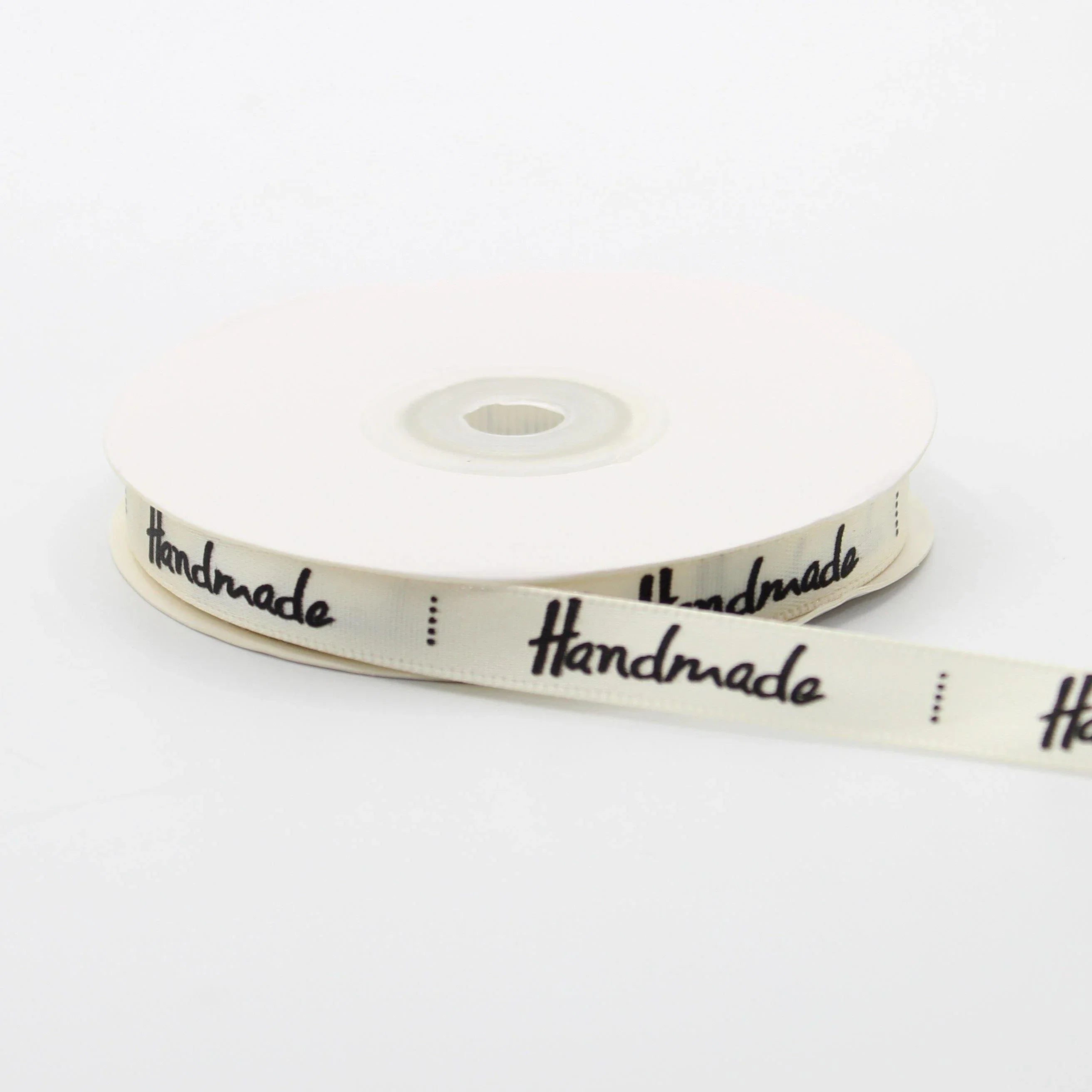 22 meters Roll of Satin Tape 10mm Labels , Printed "Handmade" - ACCESSOIRES LEDUC