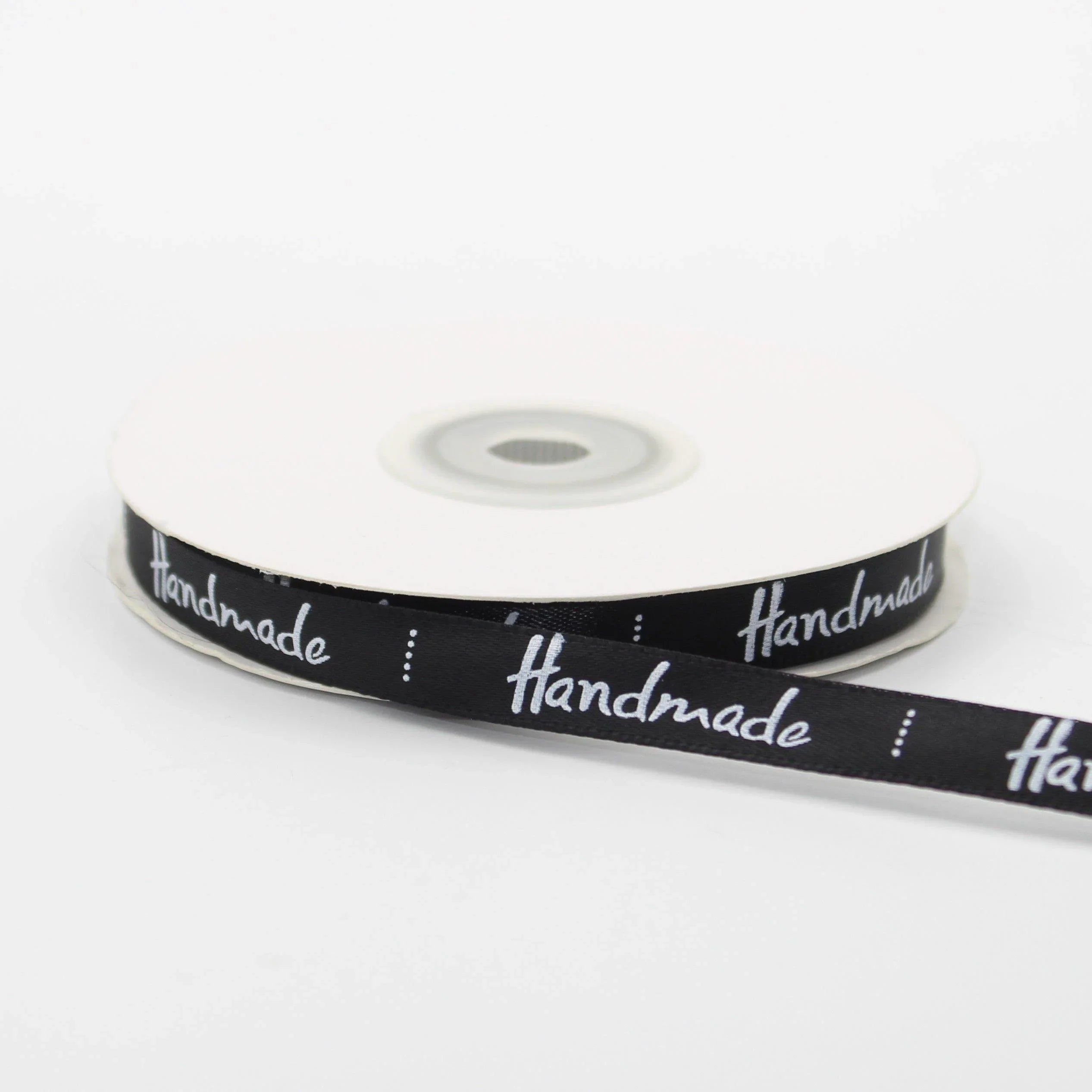 22 meters Roll of Satin Tape 10mm Labels , Printed "Handmade" - ACCESSOIRES LEDUC