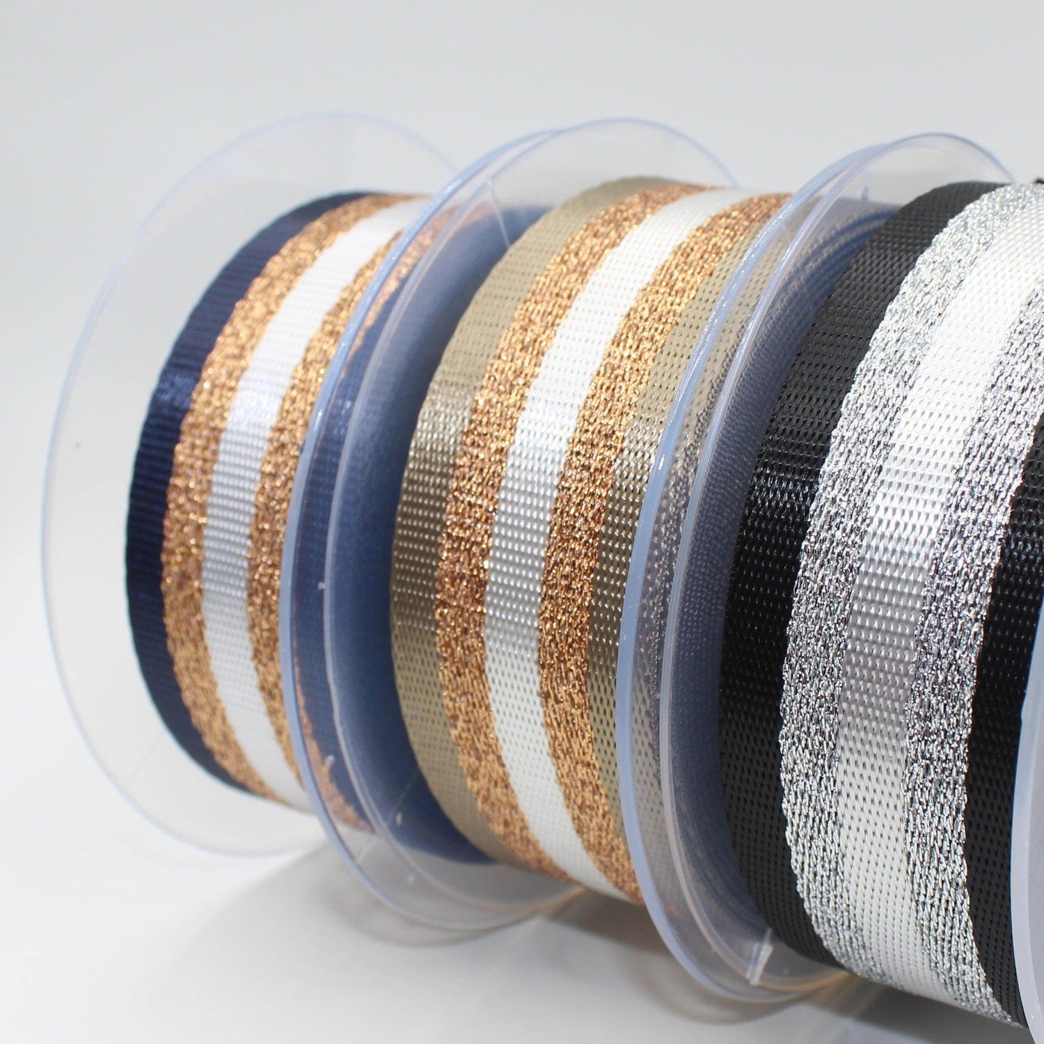 5 meters Shiny Lurex Striped Webbing 38mm #RUB1934 - ACCESSOIRES LEDUC BV