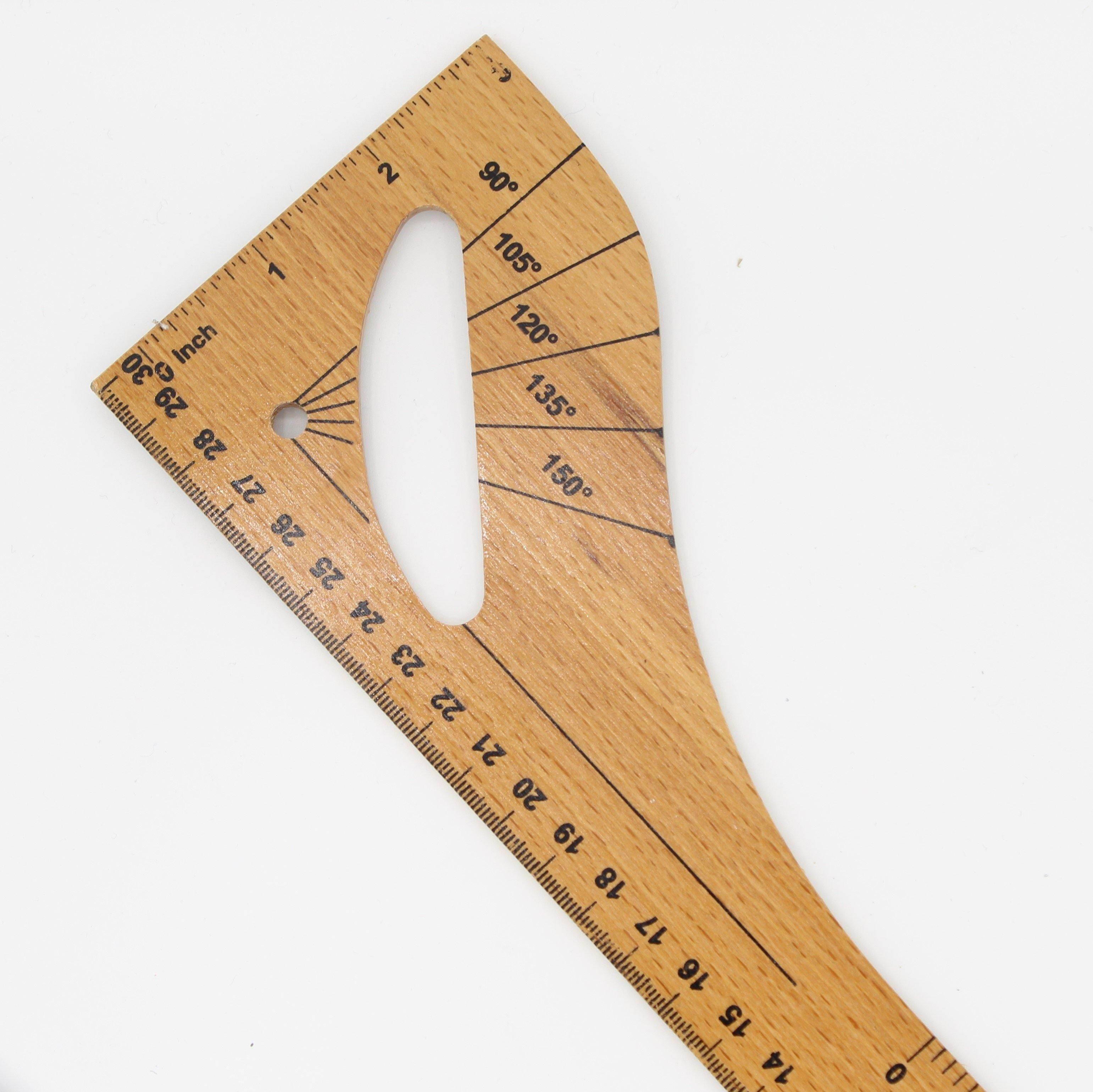 wooden ruler with marking in cm, inches and degrees (little) - ACCESSOIRES LEDUC BV