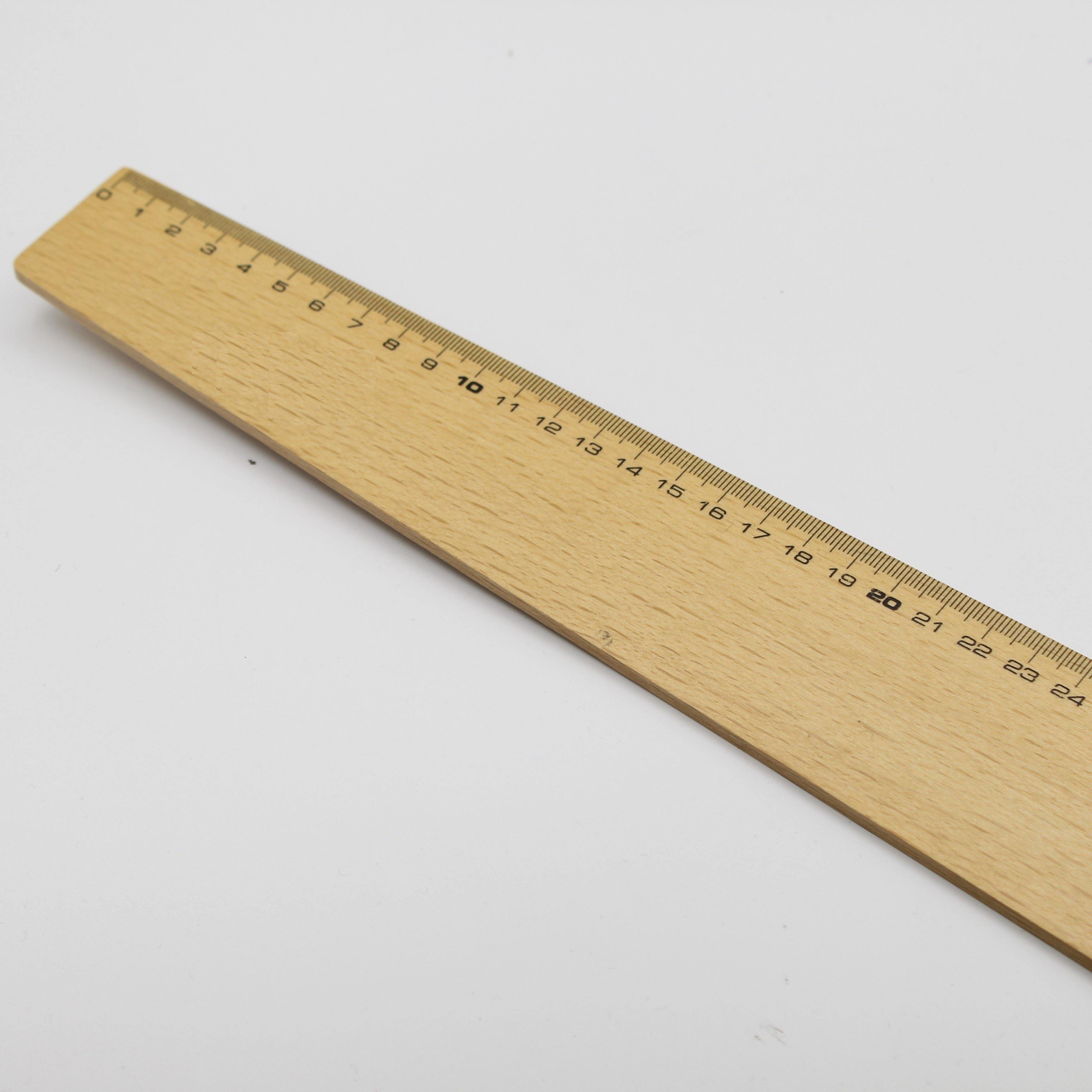 règle en bois avec marquage en cm, pouces et degrés (grand