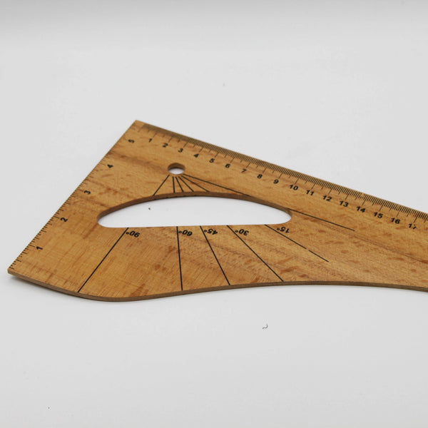 wooden ruler with marking in cm, inches and degrees (big) - ACCESSOIRES LEDUC BV