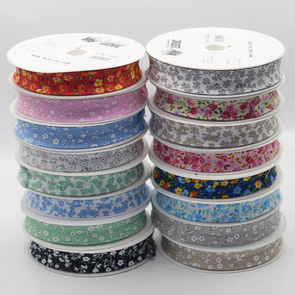 20 meters Floral Cotton Bias Binding (20mm : 20/8/8 prefolded) - ACCESSOIRES LEDUC BV