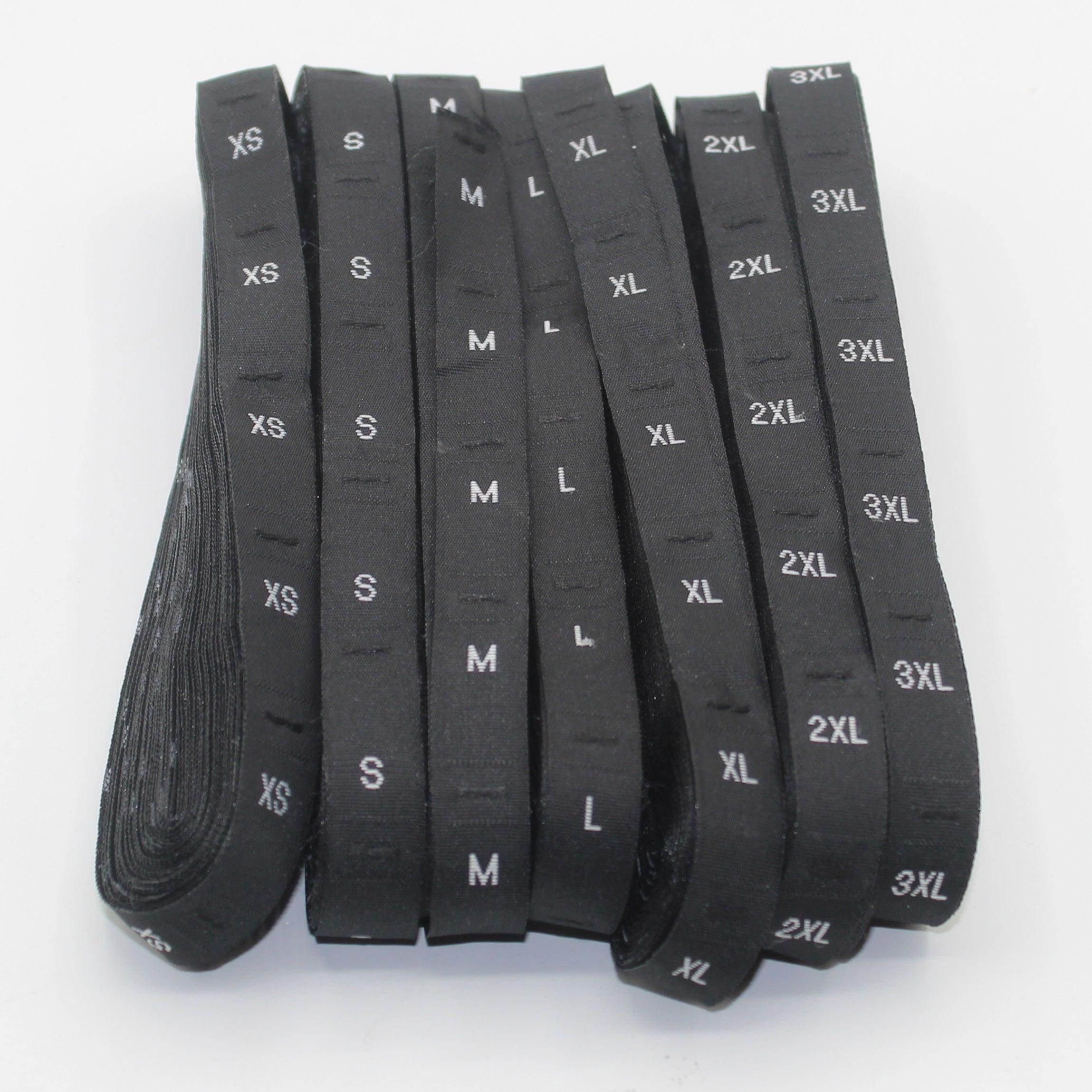 Set of 7*500 Size labels XS S M L XL 2XL 3XL - total 3500pcs #HAB1x021 - Black or White - ACCESSOIRES LEDUC BV