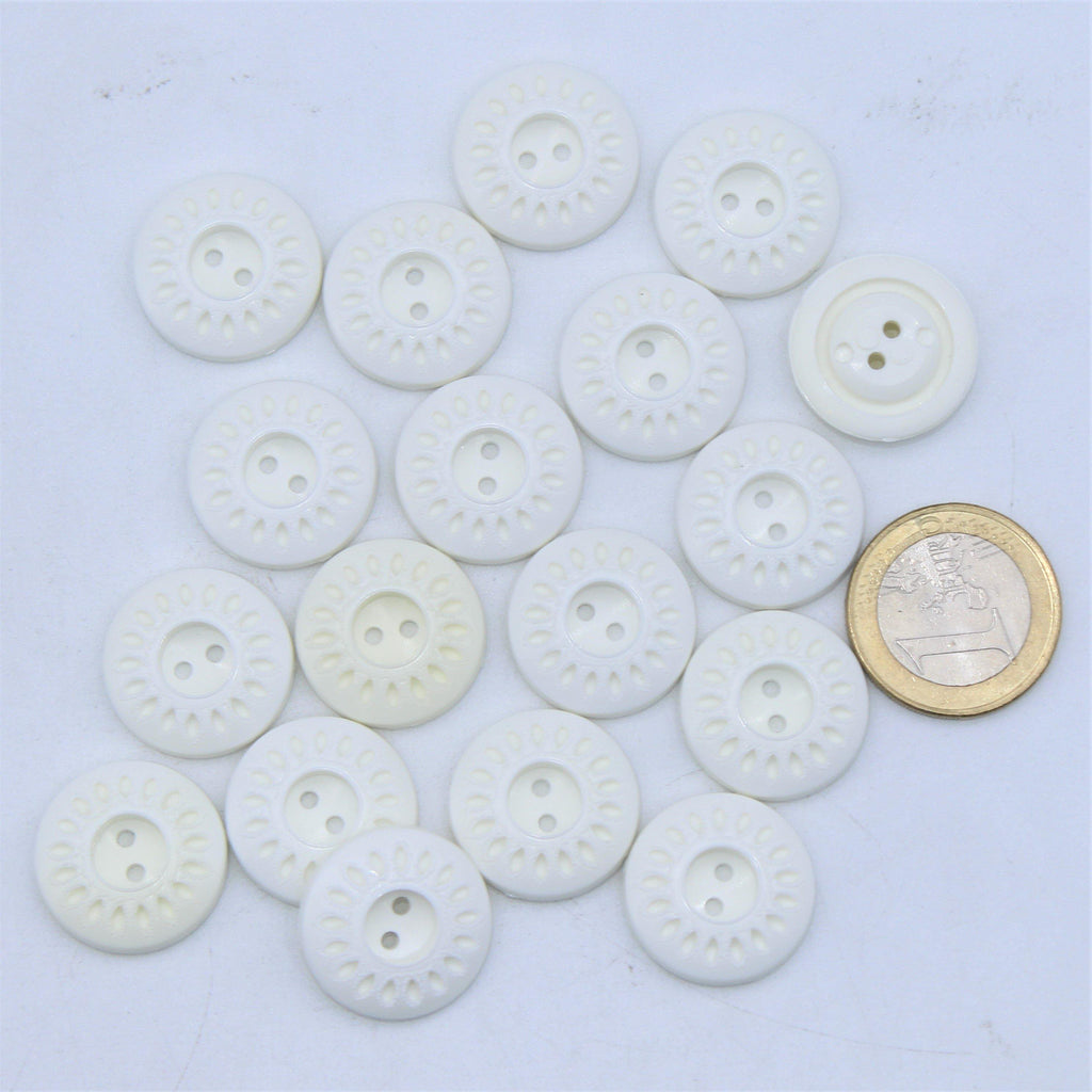 White Sunflower Nylon Button 2 Holes #KN24001 - ACCESSOIRES LEDUC