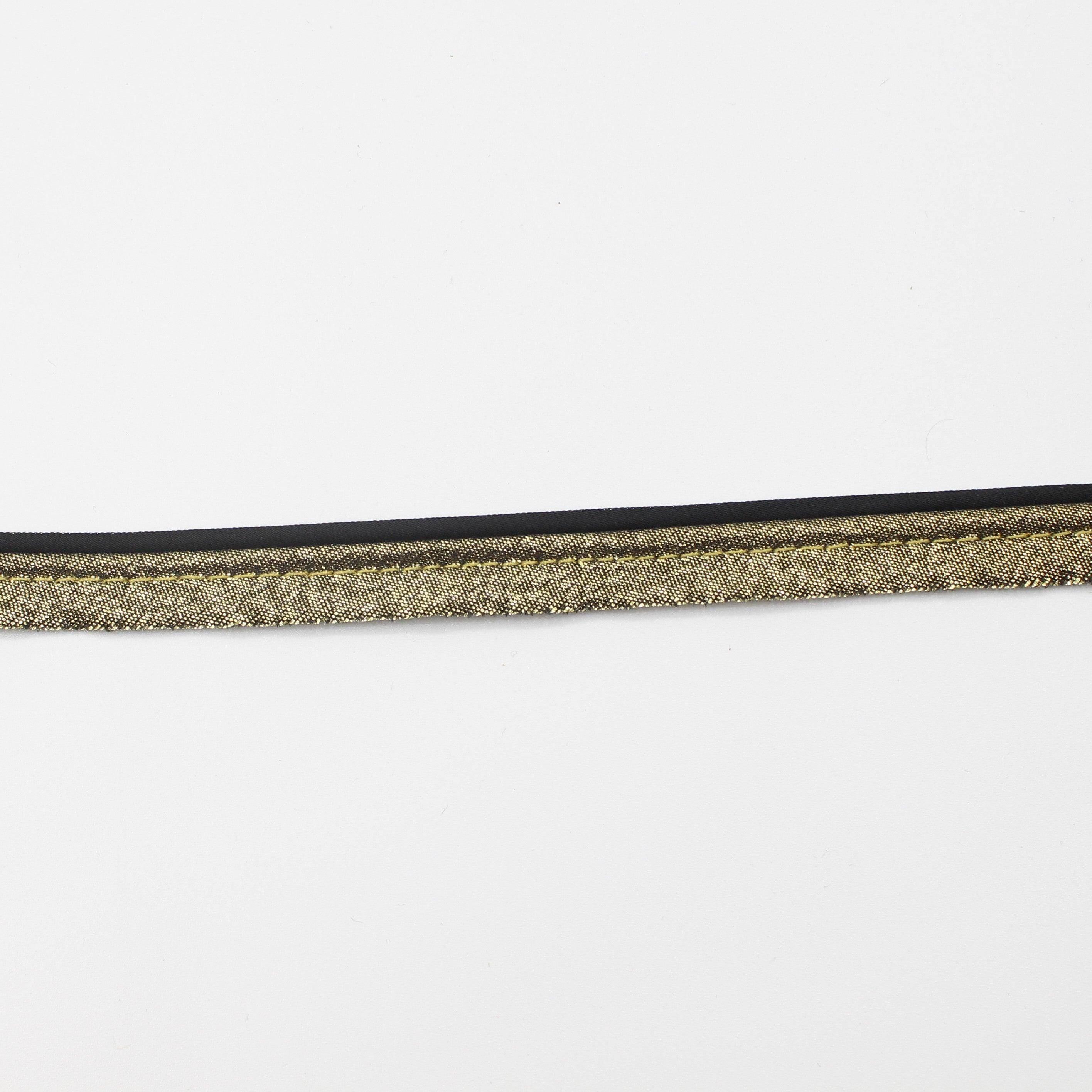 20 M HIGH QUALITY GOLD LUREX AND BLACK DOUBLE PIPING / 10mm (8+2mm) - ACCESSOIRES LEDUC BV