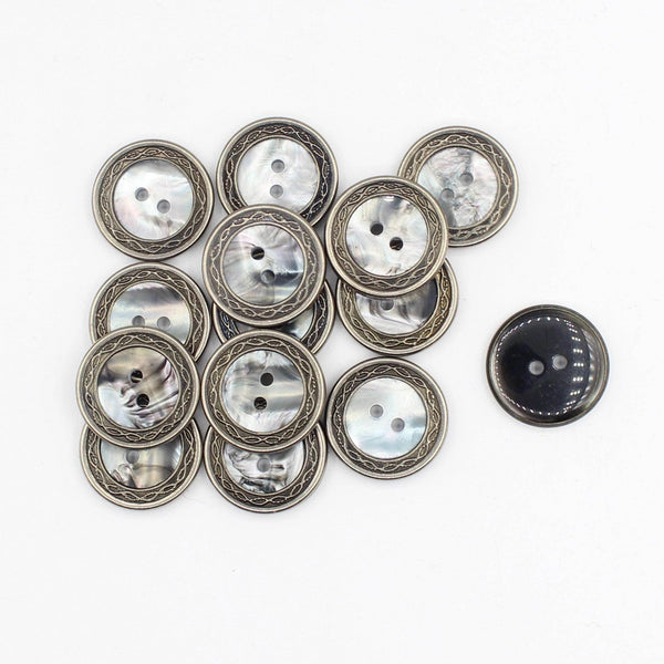 Combined Inside Polyester + Metal Rim Buttons with 2 Holes #KC24003 - ACCESSOIRES LEDUC BV