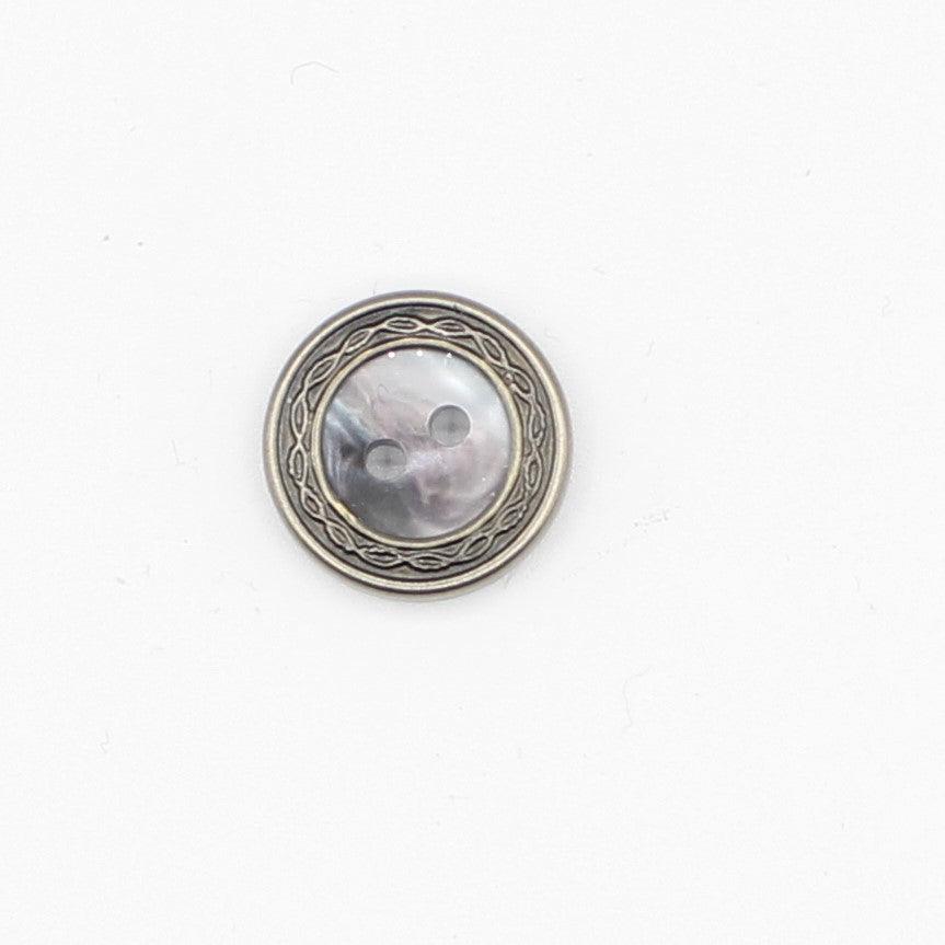 Compound Metal Runes Edge with Shell Center Button with 2  Holes #KC24003 - ACCESSOIRES LEDUC