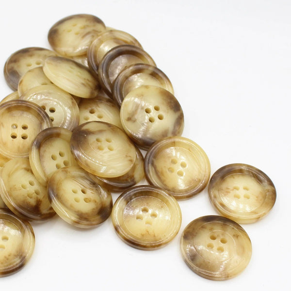 Polyester Marble Button 2 Colors Brown 4 Holes #KP44007 - ACCESSOIRES LEDUC BV