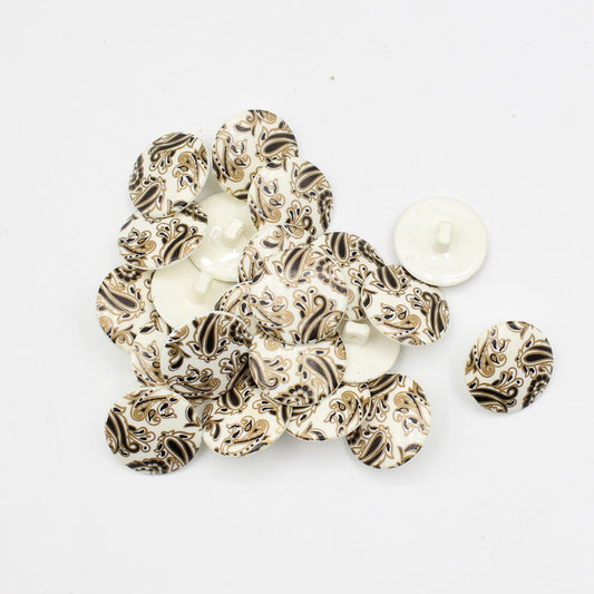 Brown Floral Imprimed Shank Button #KPQ4003 - ACCESSOIRES LEDUC