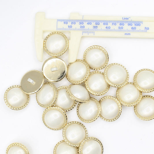 Pearl with golden edge Shank Lady Button #KCQ4011 - ACCESSOIRES LEDUC BV