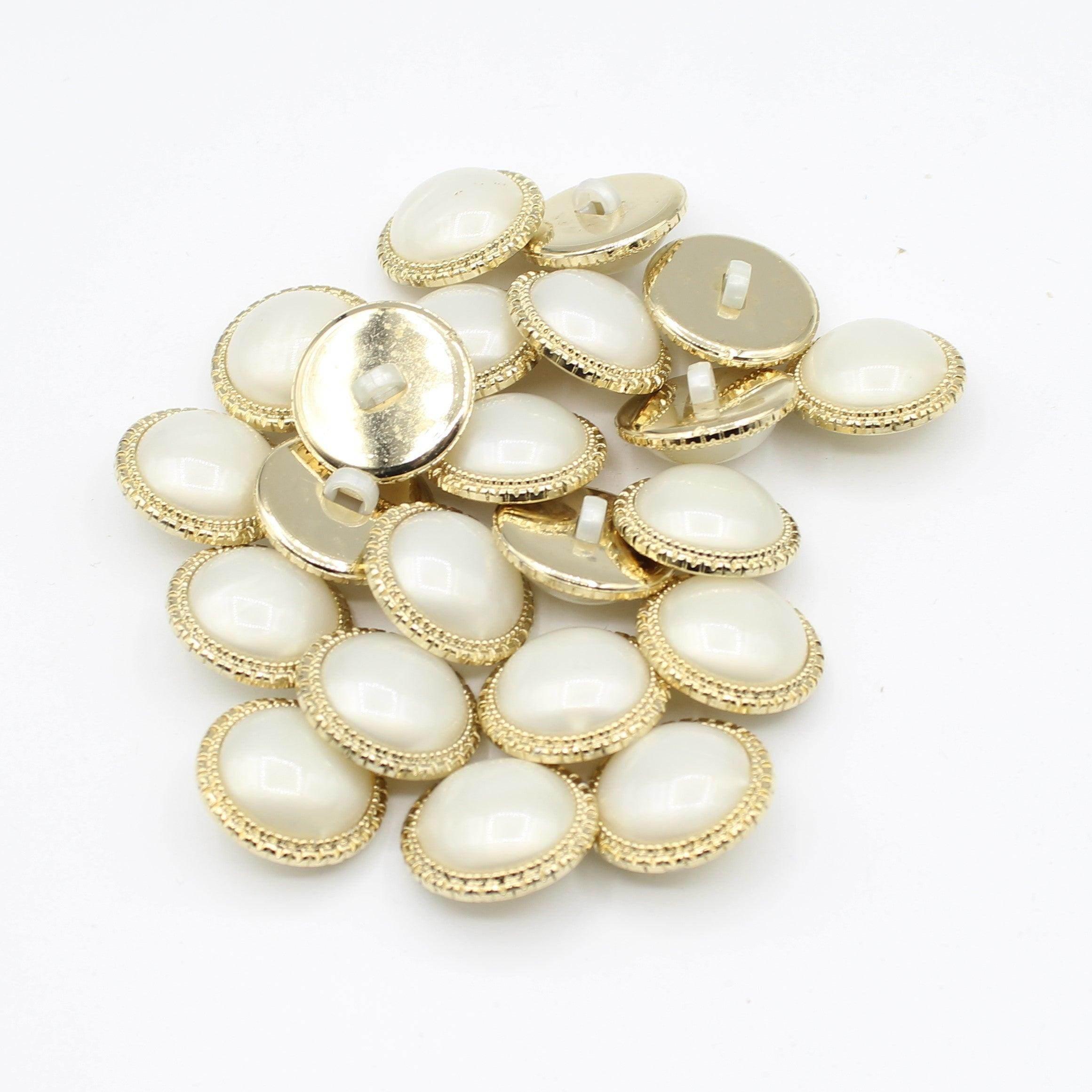 Pearl with golden edge Shank Lady Button #KCQ4011 - ACCESSOIRES LEDUC BV