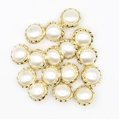 Pearl with golden edge Shank Lady Button  #KCQ4011 - ACCESSOIRES LEDUC