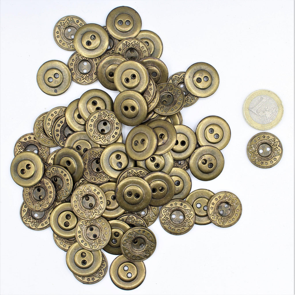 Classic Saloon Bronze Metal 2 Holes Button #KM24007 - ACCESSOIRES LEDUC