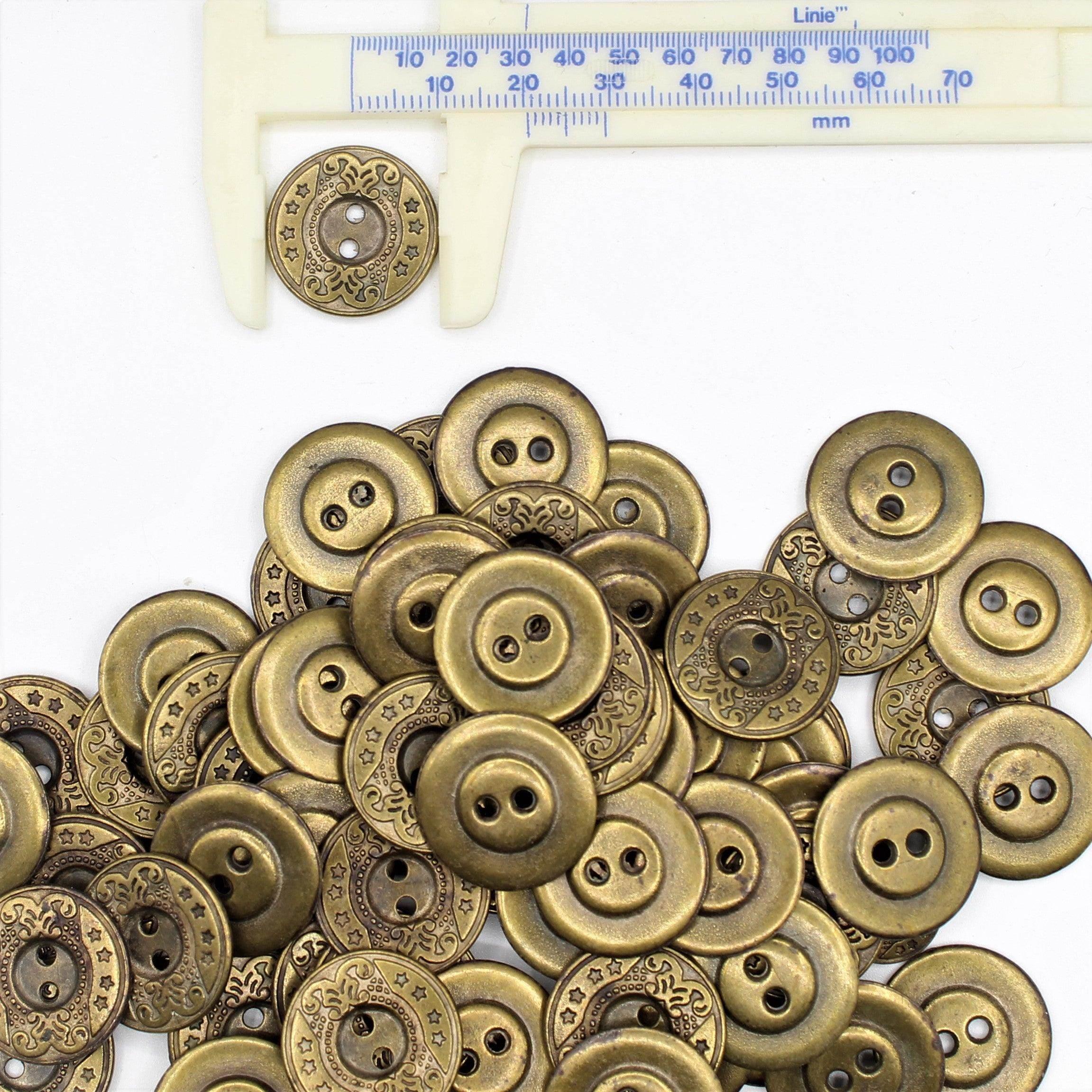 Classic Saloon Bronze Metal 2 Holes Button #KM24007 - ACCESSOIRES LEDUC BV