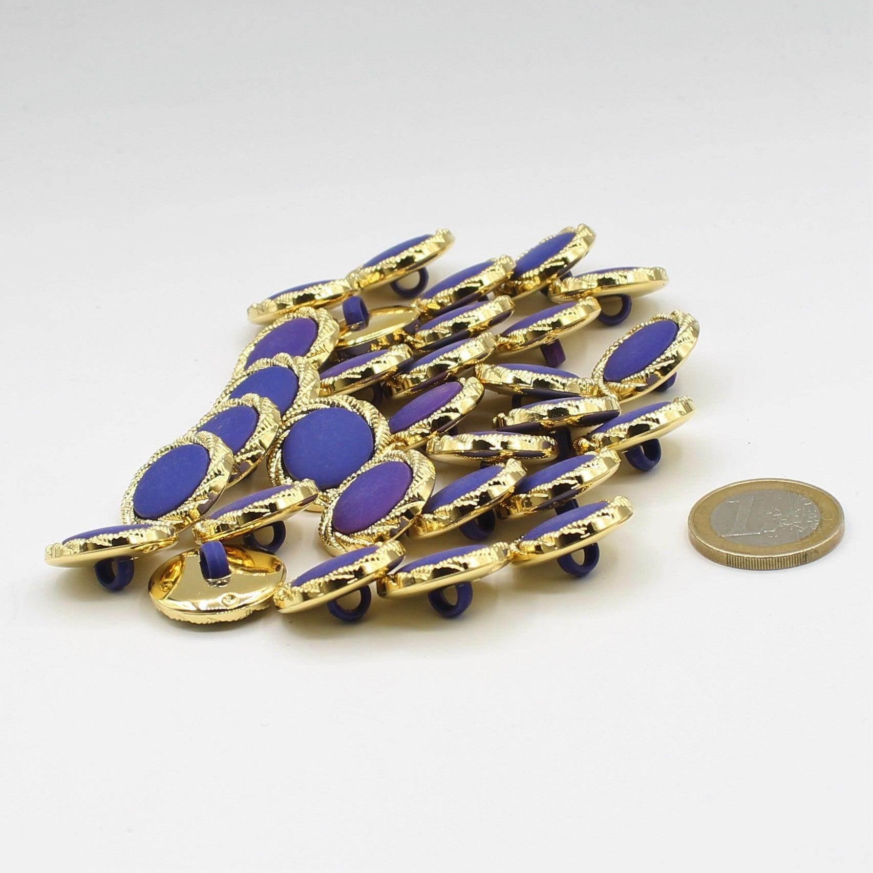 Gold Button with Spiral Circle ,Blue Core and Shank 20 mm - ACCESSOIRES LEDUC BV