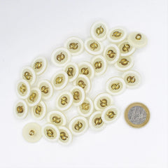 White Button with Gold Pattern 9mm - ACCESSOIRES LEDUC