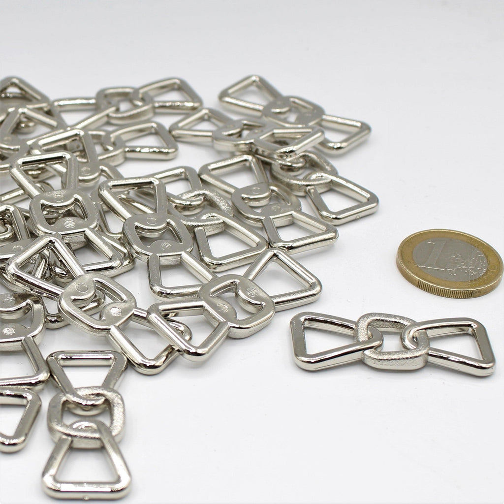 3 metalen decoratieve gespen voor tas zilver 32 mm - ACCESSOIRES LEDUC