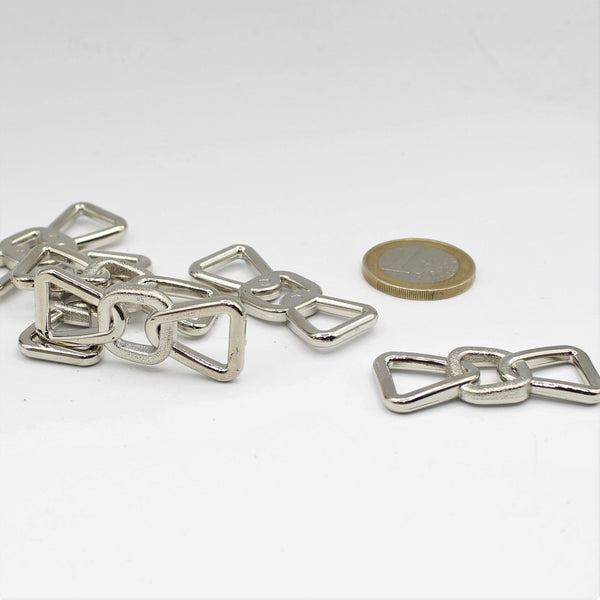 3 metalen decoratieve gespen voor tas zilver 32 mm - ACCESSOIRES LEDUC