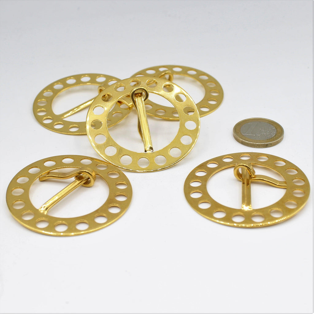 Goldene runde Gürtelschnalle mit Löchern 41 und 52 mm - ACCESSOIRES LEDUC