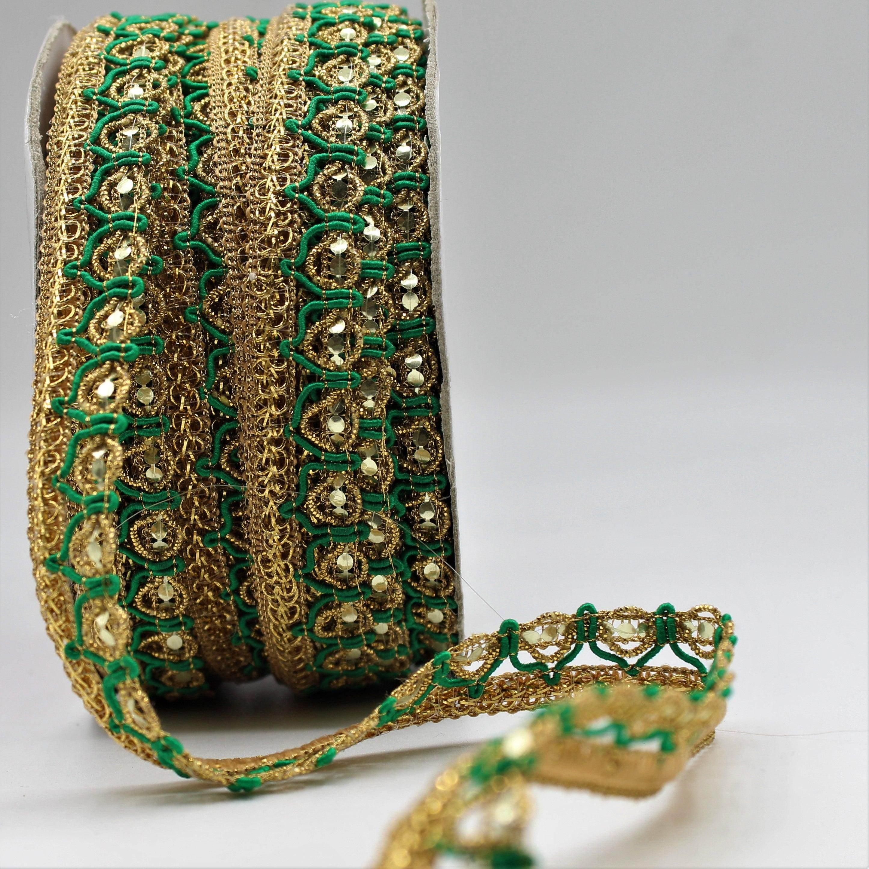 5 Meter Gold Fancy Ribbon in Different Colors with Strass Effect 10mm - ACCESSOIRES LEDUC BV