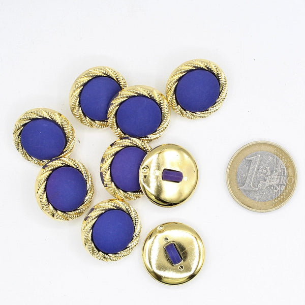 Botón Dorado con Círculo Espiral, Núcleo Azul y Vástago 20 mm