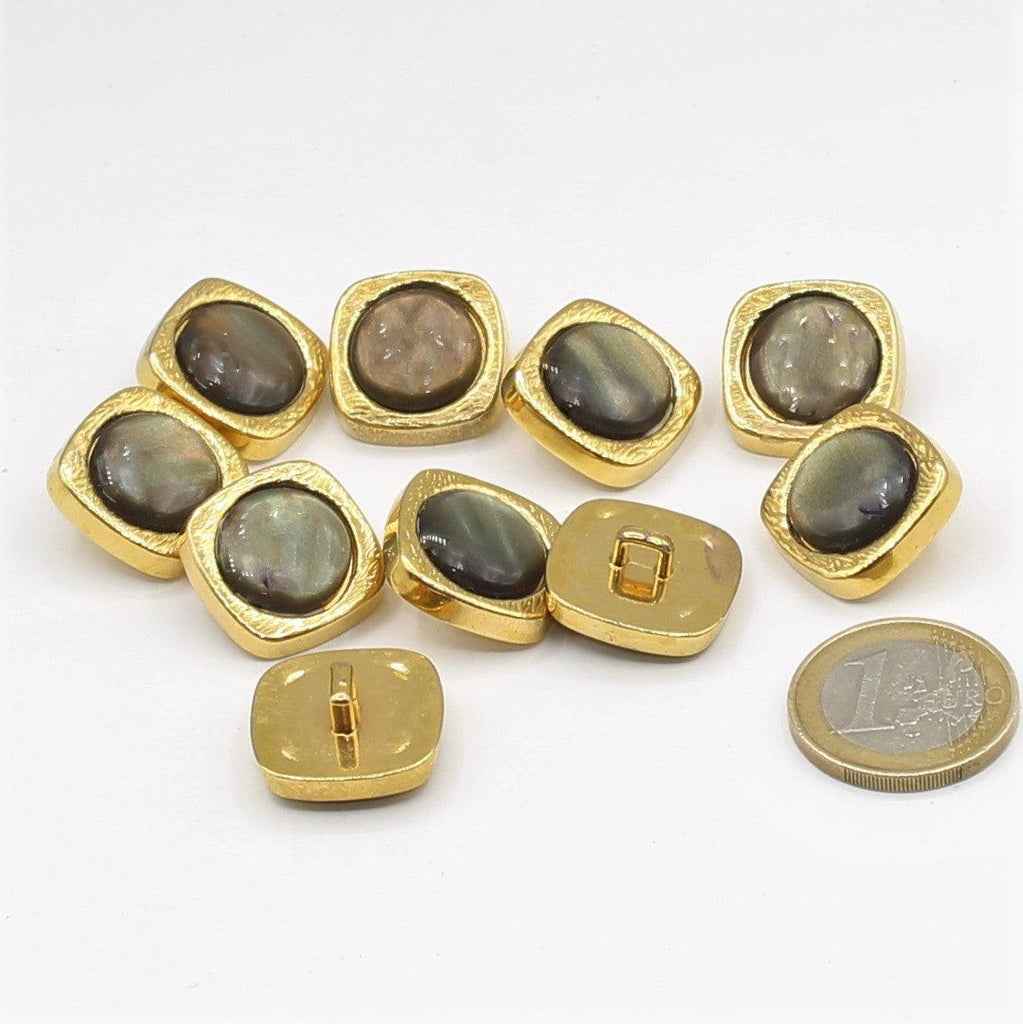 Square Button with Golden Edges and Core 10 mm - ACCESSOIRES LEDUC