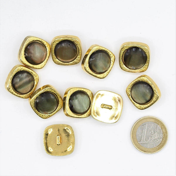 Square Button with Golden Edges and Core 20 mm - ACCESSOIRES LEDUC BV