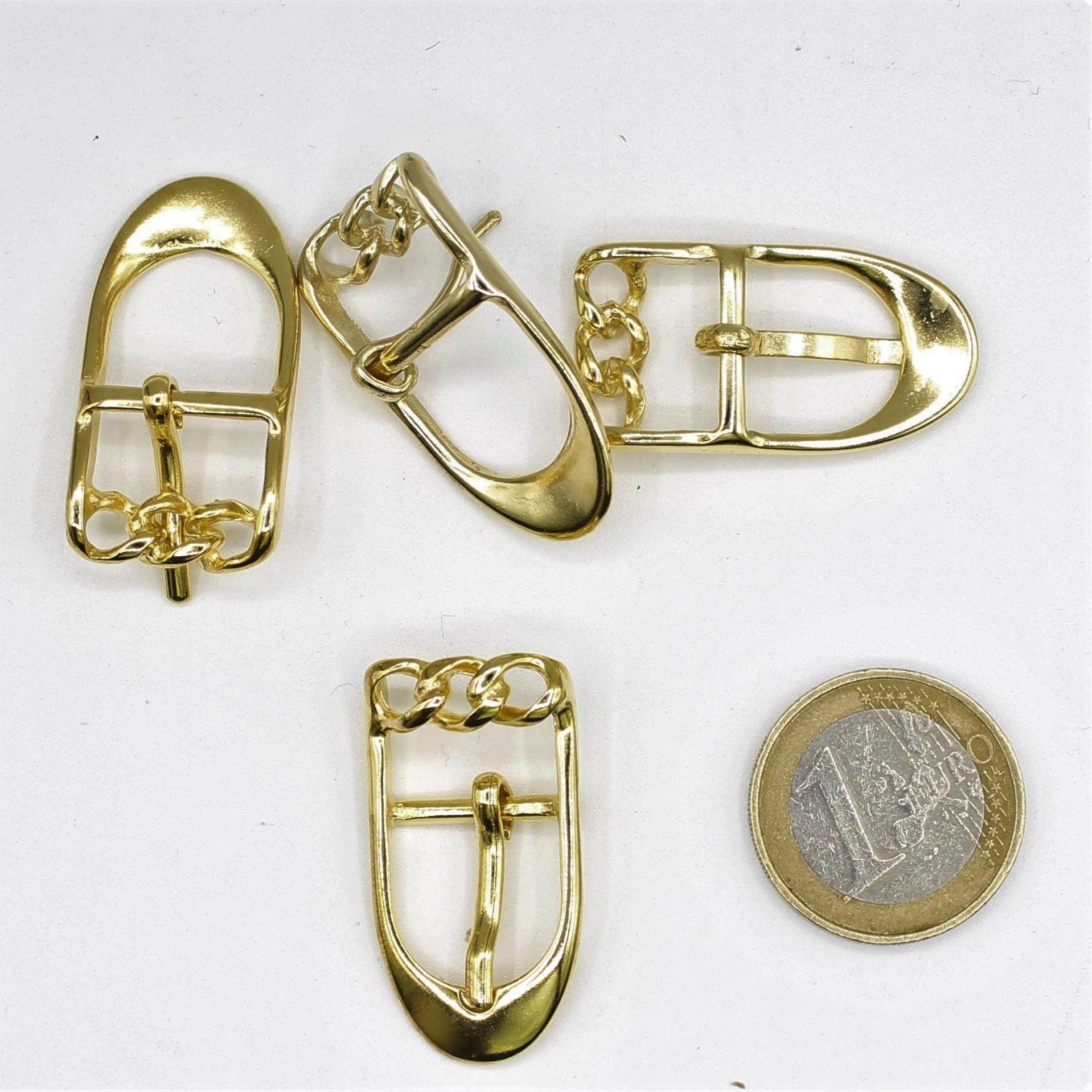 2x Gold Belt Buckles - 34x18mm - ACCESSOIRES LEDUC BV