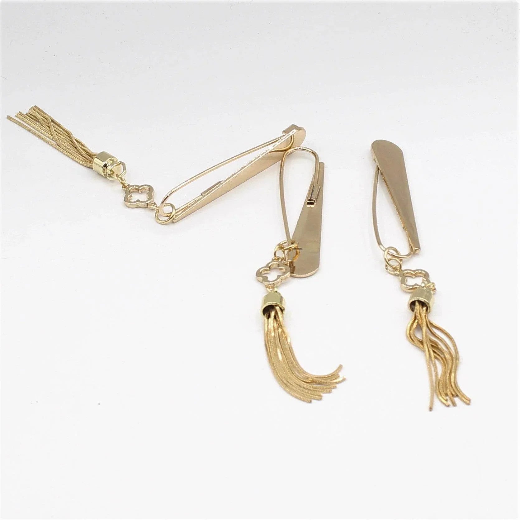 15 cm-Golden Brooches with Safety Pin Gold and Golden Floch and Clover#BRO2003 - ACCESSOIRES LEDUC BV