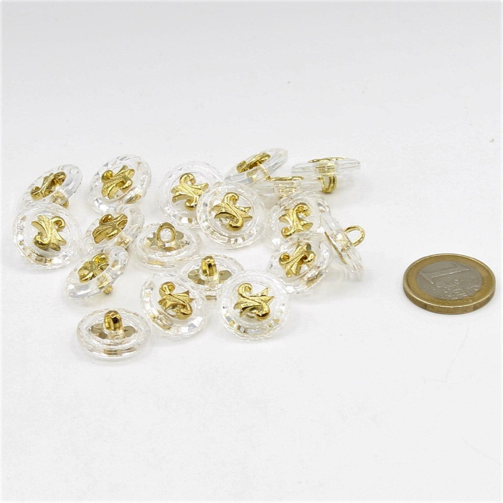 Transparent Button with Gold Pattern 9 and 13mm - ACCESSOIRES LEDUC
