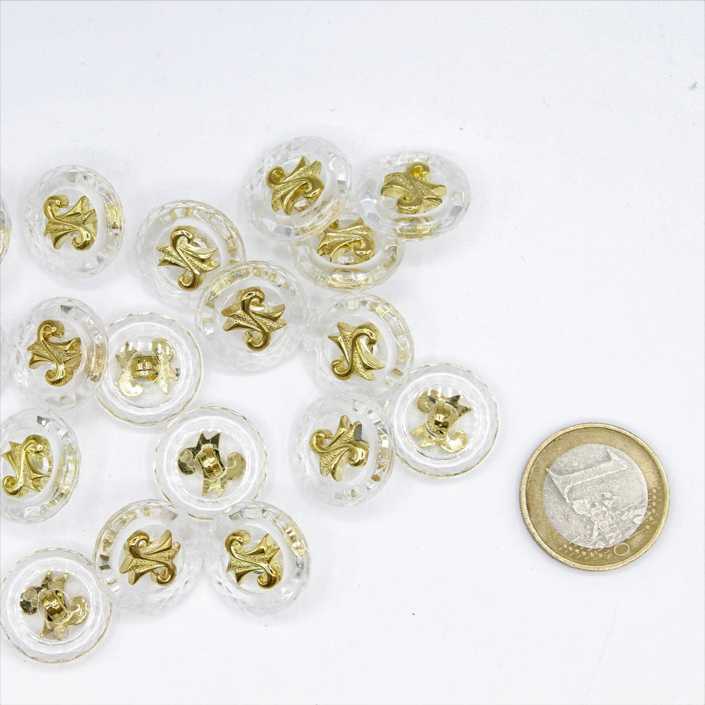 Transparante knoop met goudpatroon 9 en 13 mm - ACCESSOIRES LEDUC