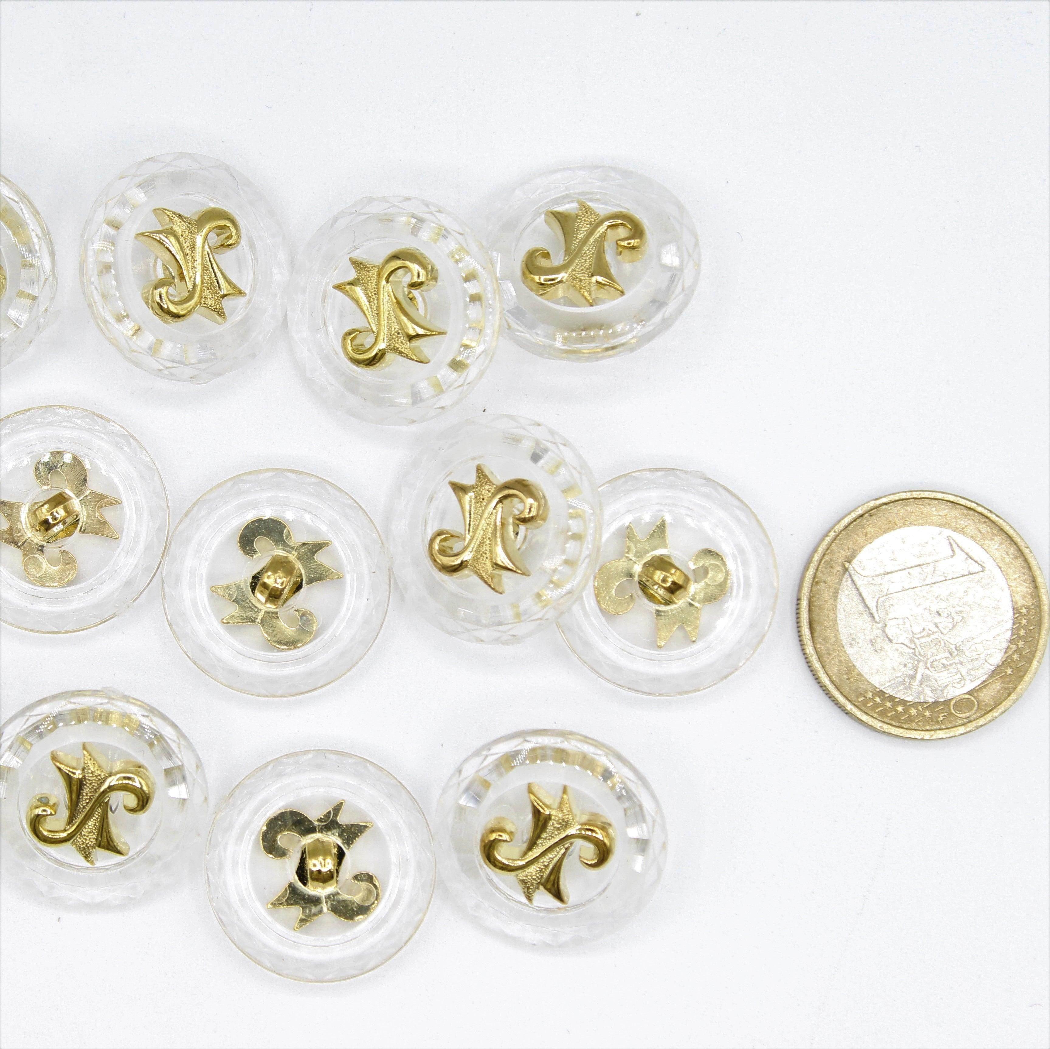 Transparent Button with Gold Pattern 18 and 21mm - ACCESSOIRES LEDUC BV