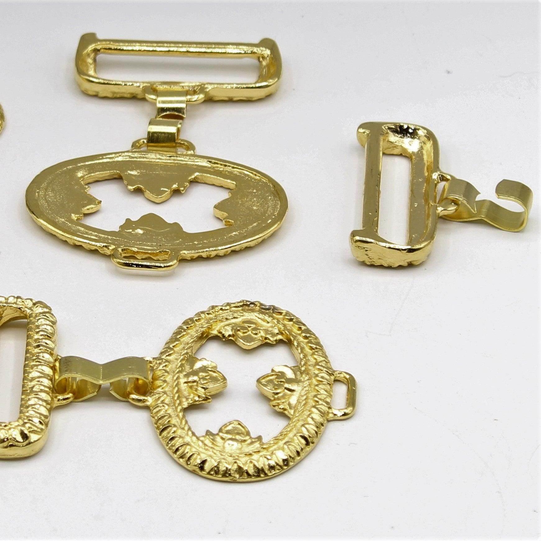 Gold buckle in 2 parts with gold metal hook -12 cm - ACCESSOIRES LEDUC BV