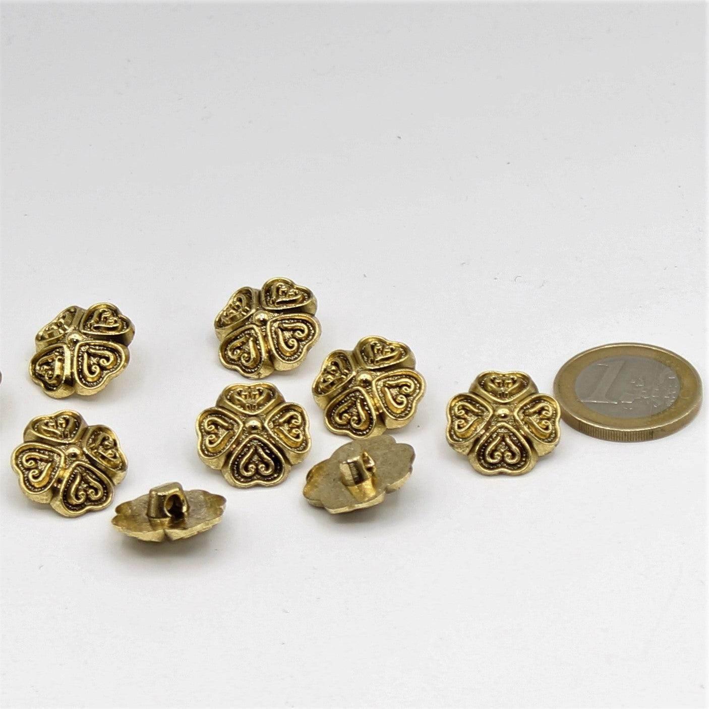 gold or silver button with heart patterns - ACCESSOIRES LEDUC BV
