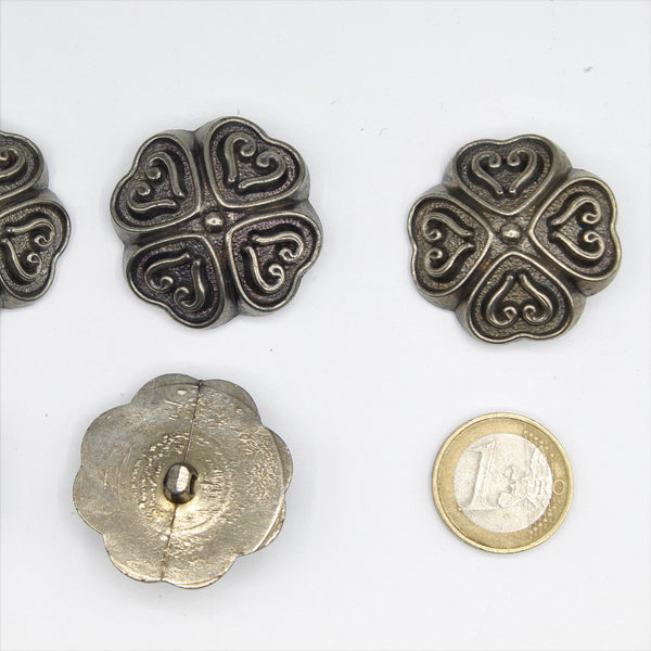 gold or silver button with heart patterns - ACCESSOIRES LEDUC