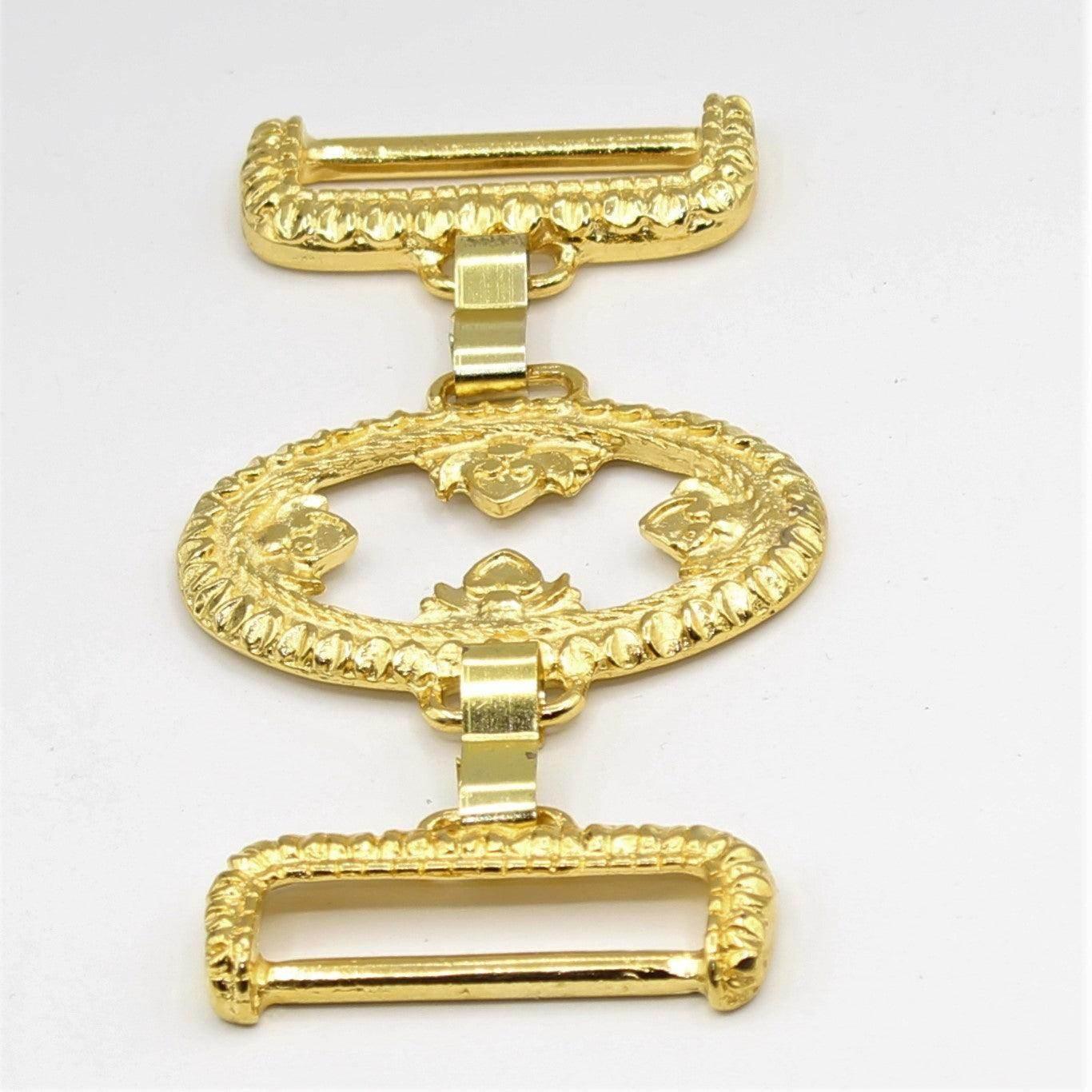 Gold buckle in 2 parts with gold metal hook -12 cm - ACCESSOIRES LEDUC BV