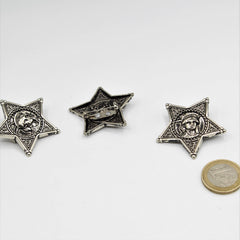 Statue of liberty pattern star shaped button old silver metal- 30 mm - ACCESSOIRES LEDUC