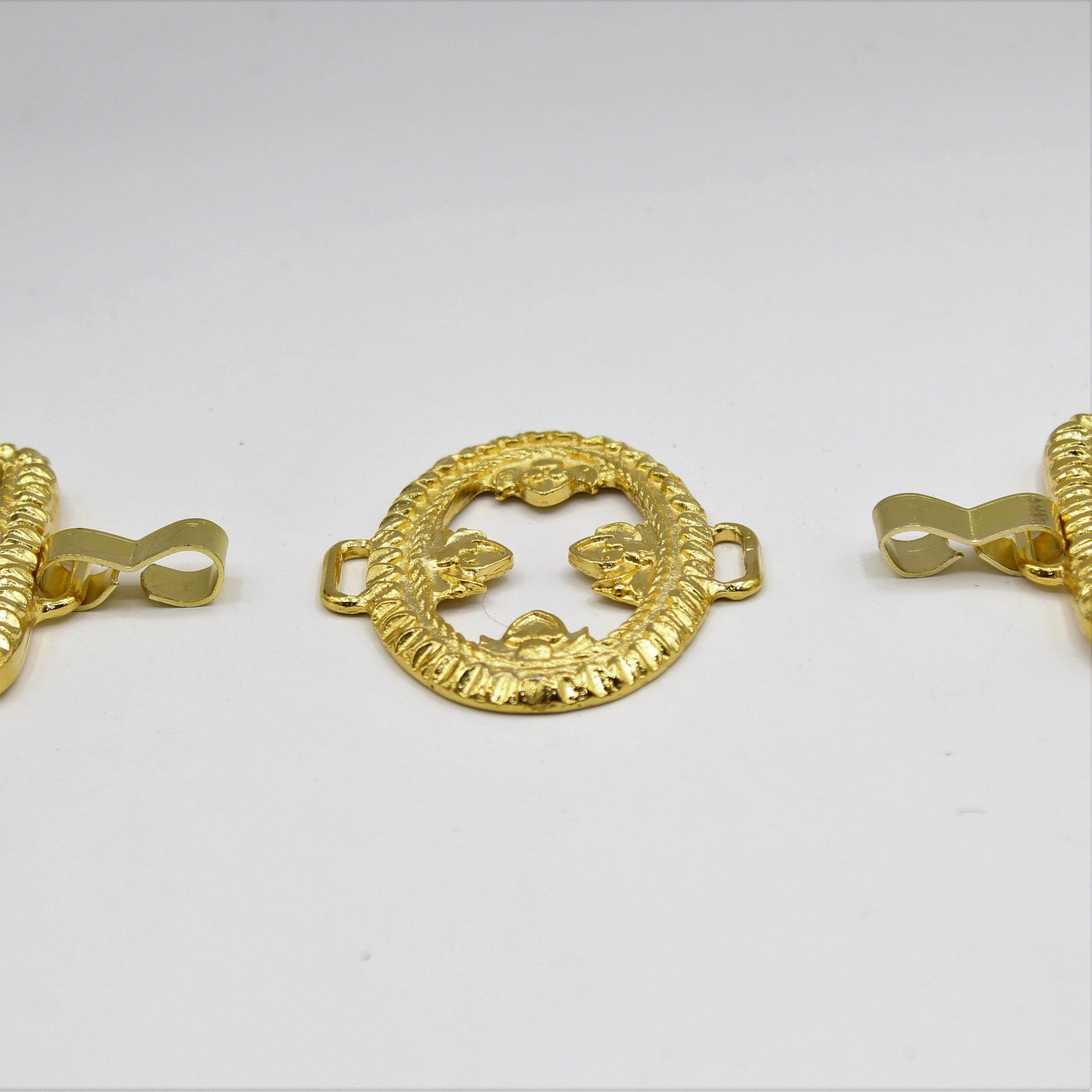 Gold buckle in 2 parts with gold metal hook -12 cm - ACCESSOIRES LEDUC BV