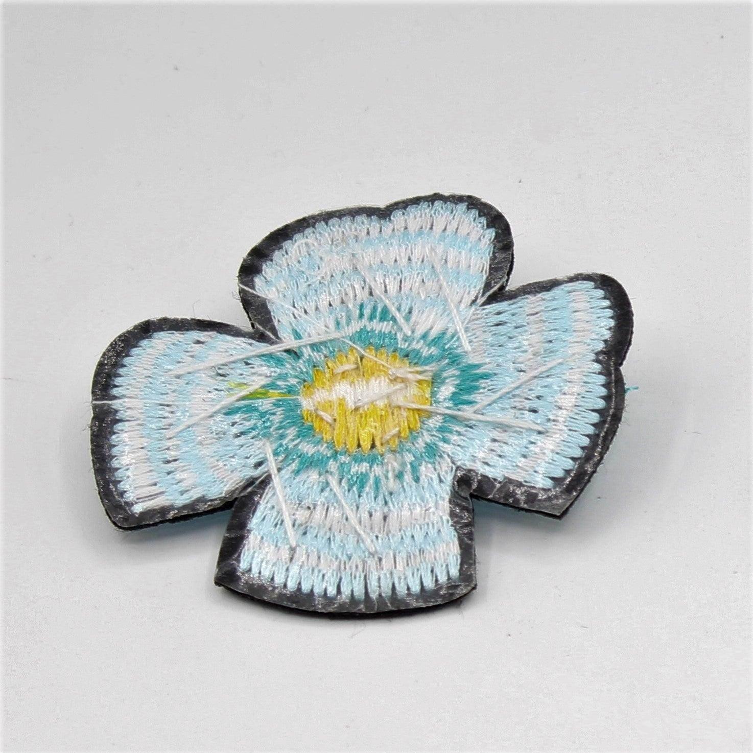 6 cm-Blue or Pink Floral Patches Iron-on With Strass and Glitter Sequins - ACCESSOIRES LEDUC BV