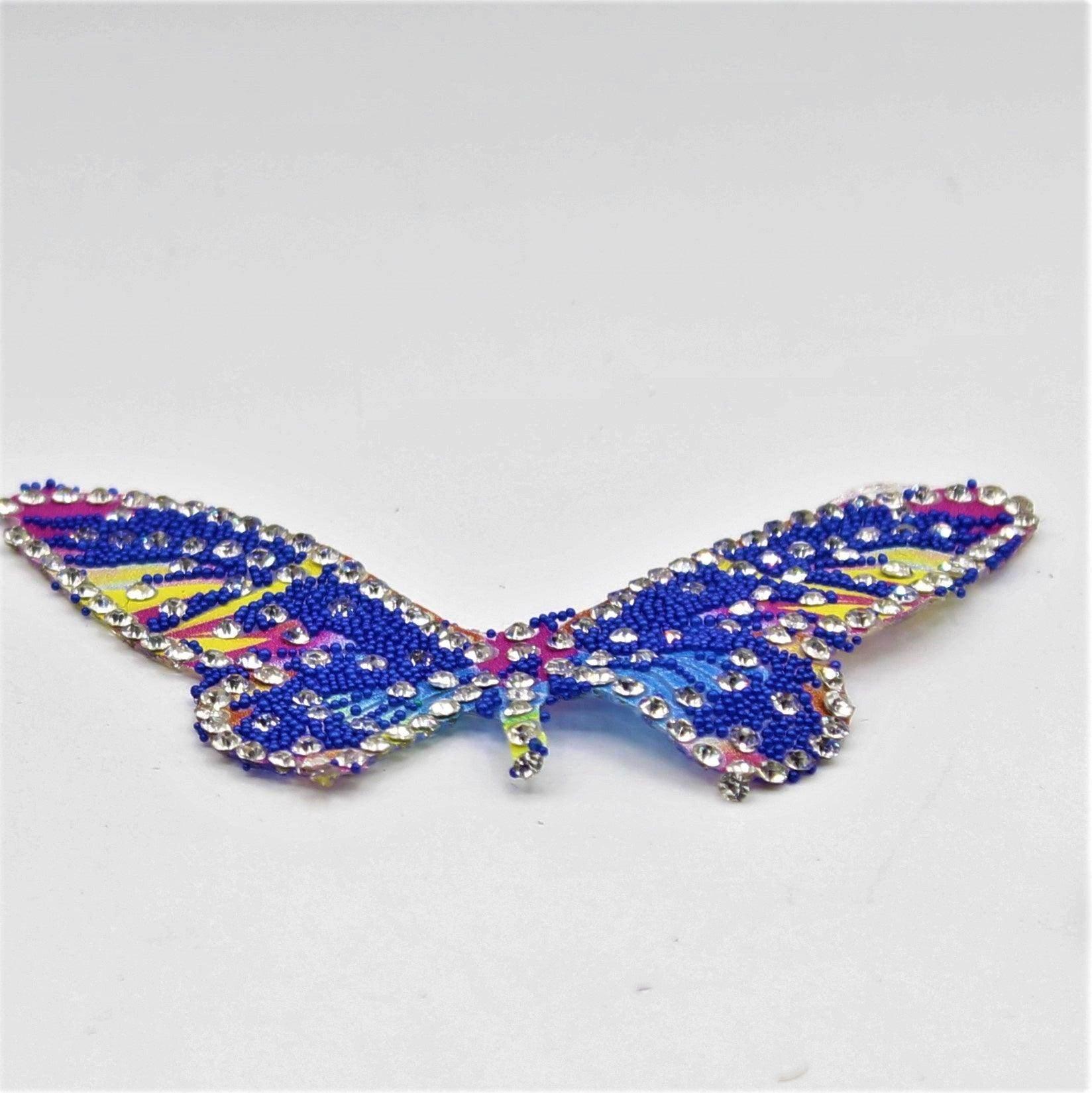 4 Shiny Strass Coloured Butterfly Patches Iron-on 66 x 43 mm - ACCESSOIRES LEDUC BV