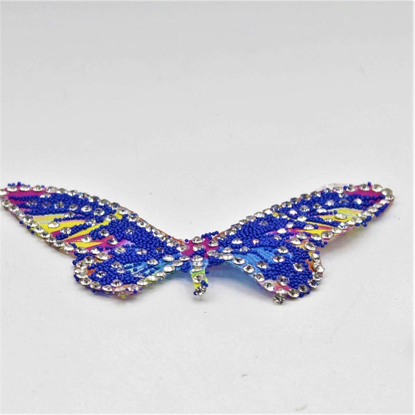 4 Aufnäher Schmetterlinge glänzend strassfarben zum Aufbügeln 66 x 43 mm - ACCESSOIRES LEDUC