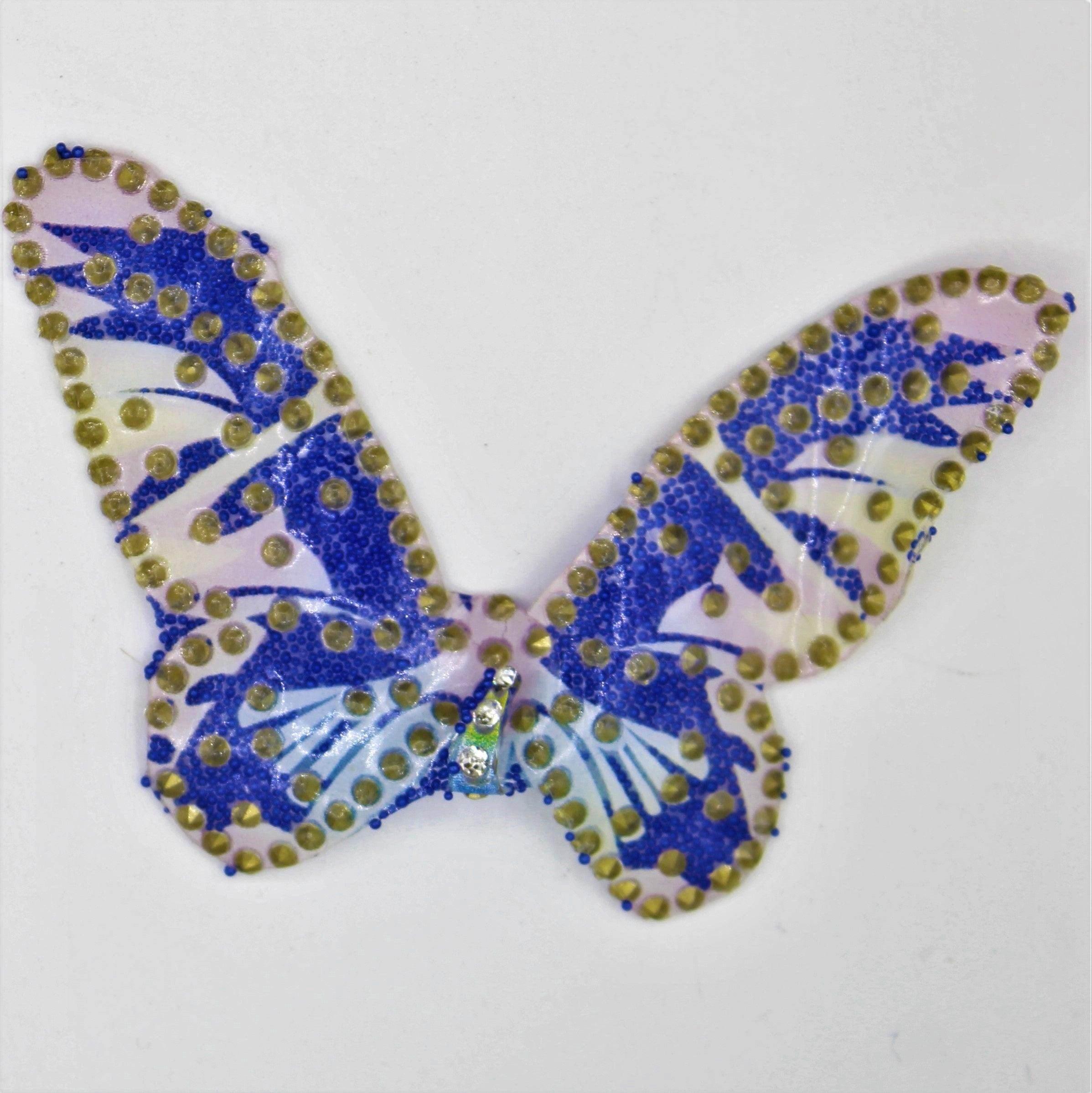 4 Shiny Strass Coloured Butterfly Patches Iron-on 66 x 43 mm - ACCESSOIRES LEDUC BV