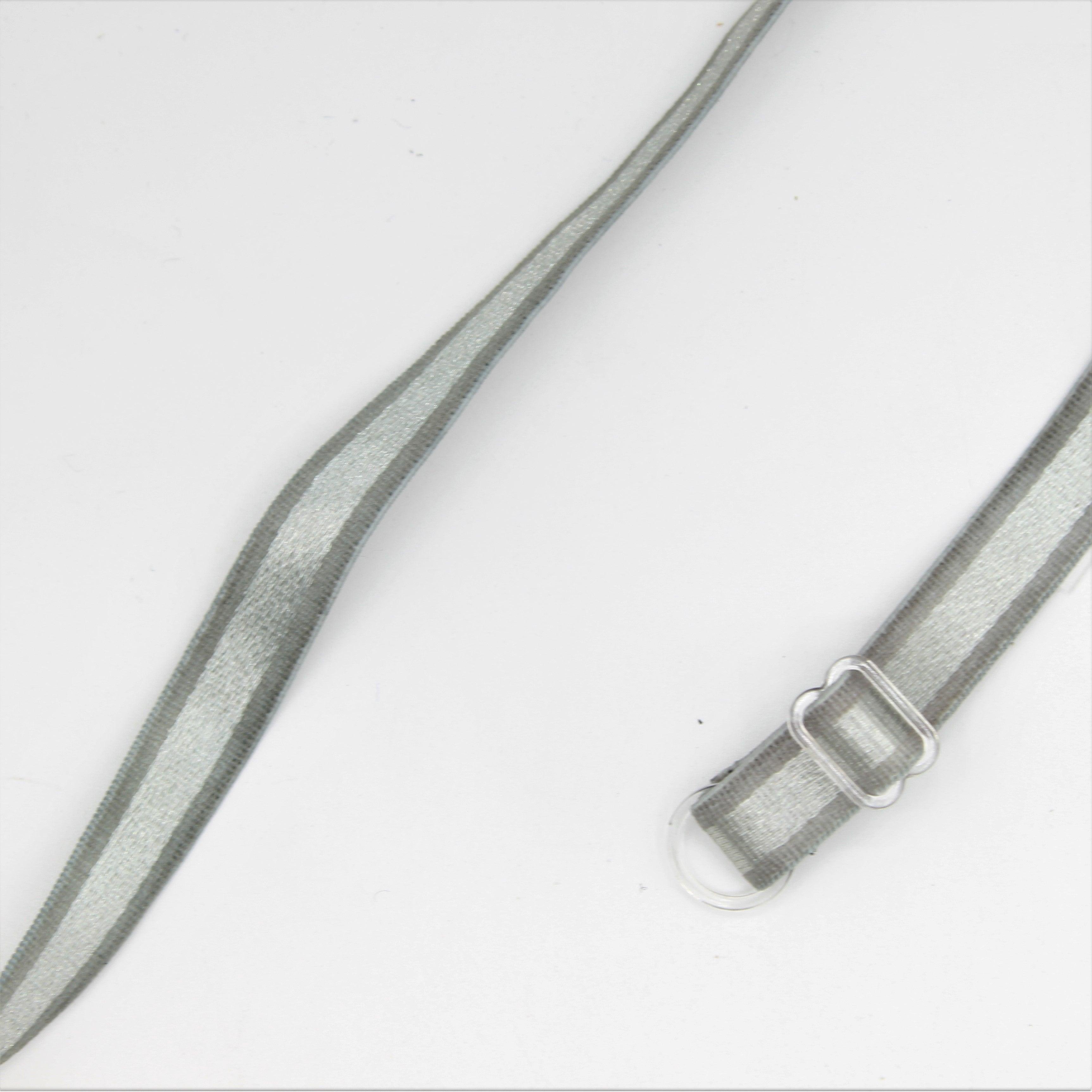 2 Pairs of Gray Non-Slip Adjustable Plastic Hook Bra Straps Elastic 38x1 cm - ACCESSOIRES LEDUC