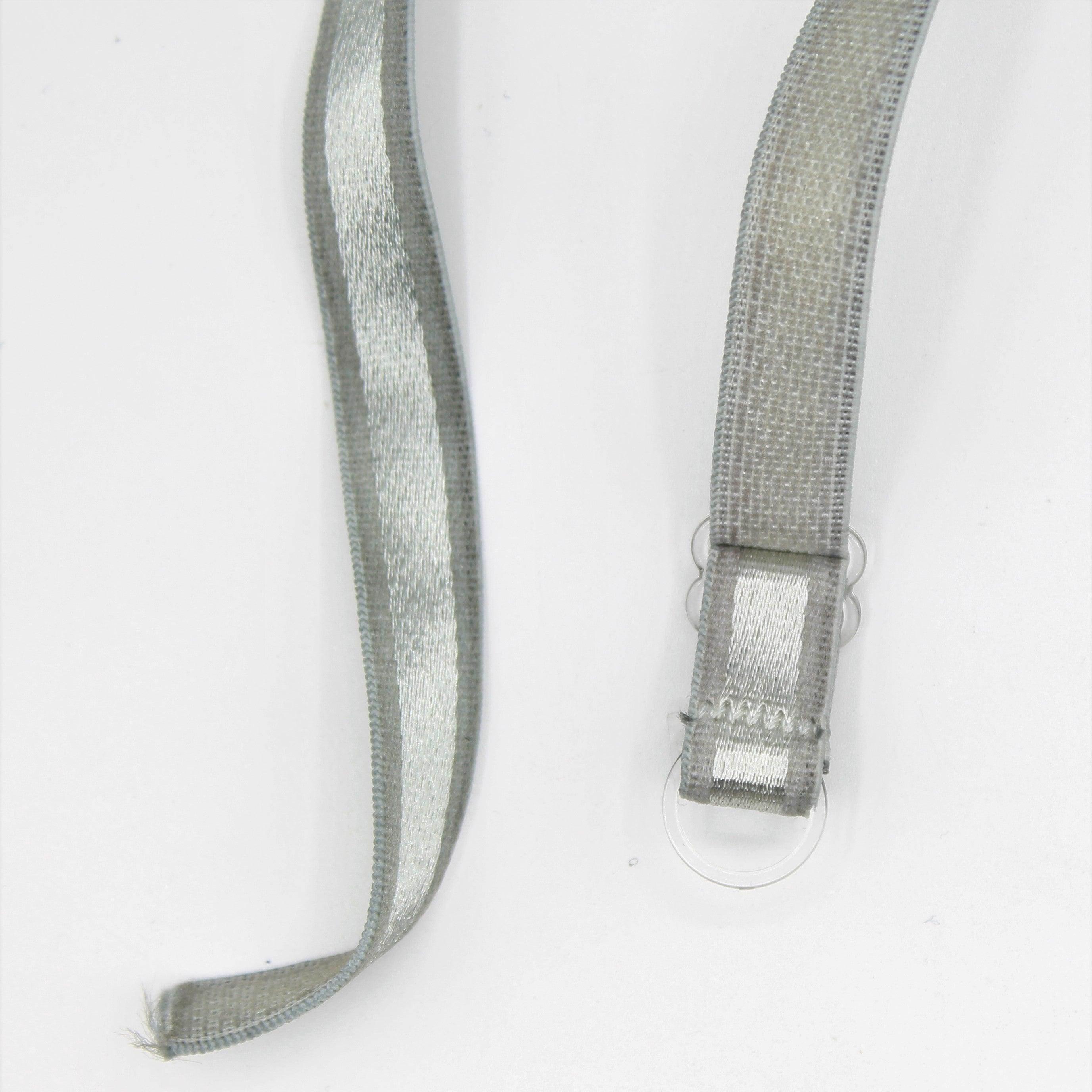 2 Pairs of Gray Non-Slip Adjustable Plastic Hook Bra Straps Elastic 38x1 cm - ACCESSOIRES LEDUC BV
