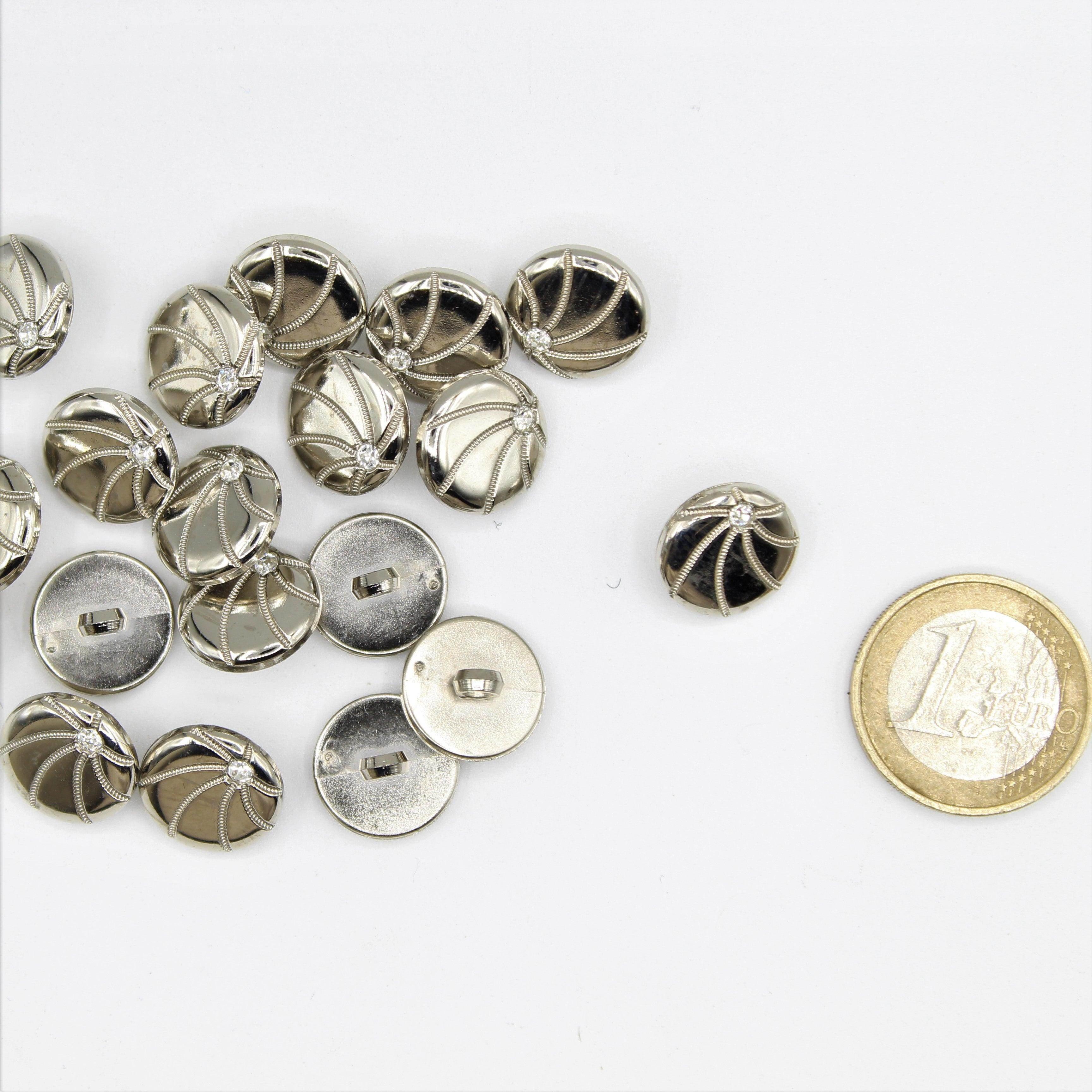 Silver Button in the Shape of a Basketball with Strass 14 and 18mm - ACCESSOIRES LEDUC BV