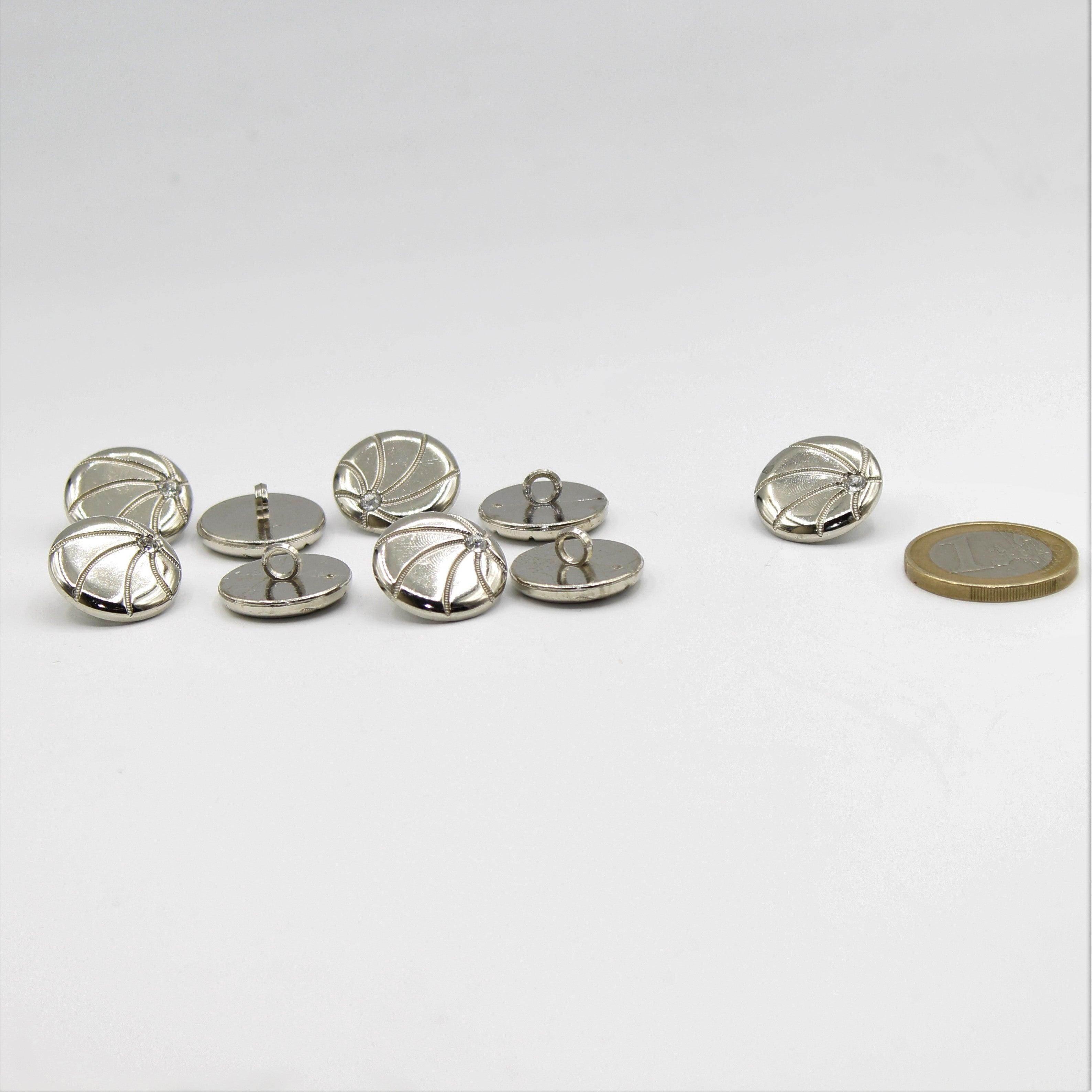 Silver Button in the Shape of a Basketball with Strass 14 and 18mm - ACCESSOIRES LEDUC BV
